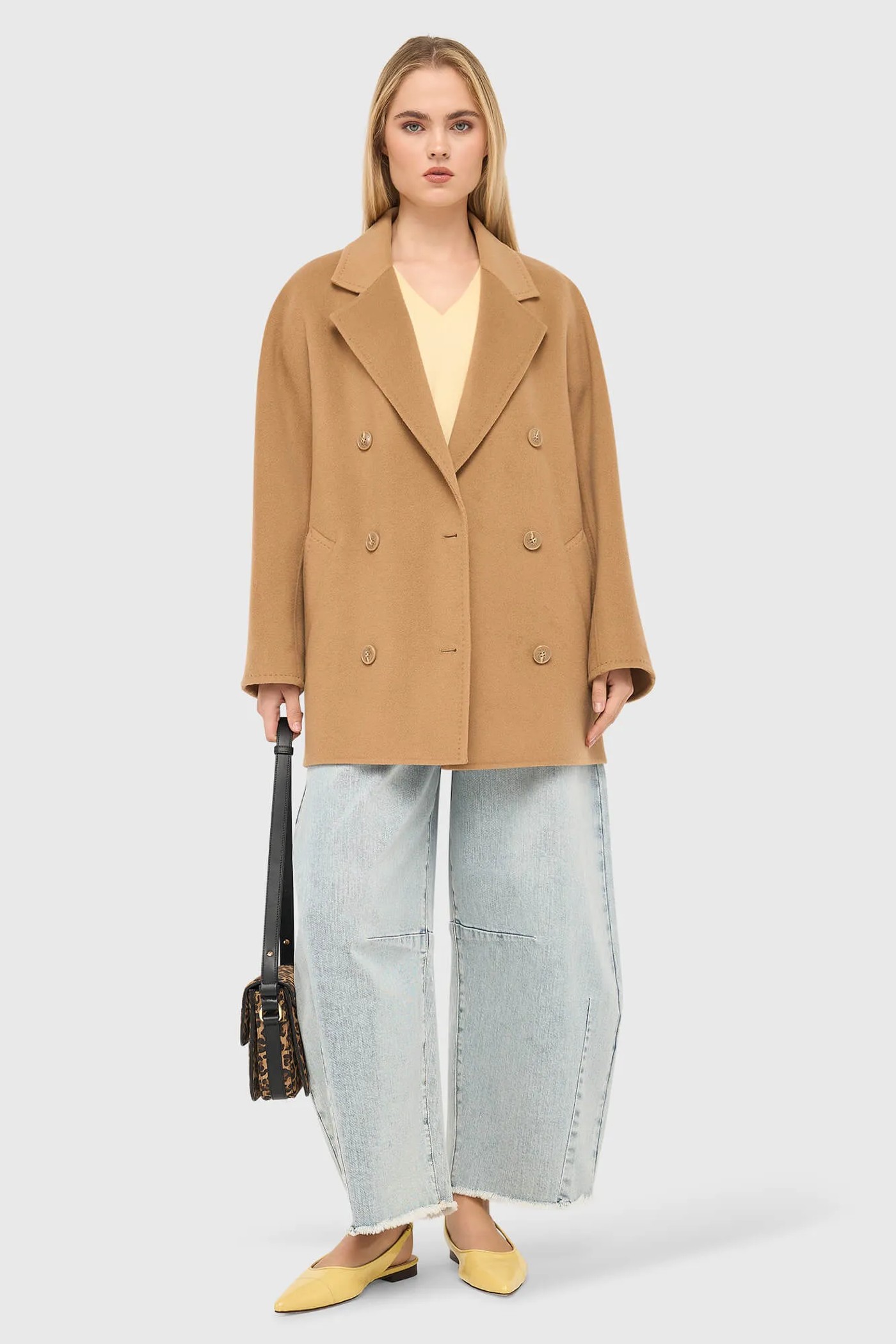 Cashmere Caban Jas Dames Double Face Kennedy Camel