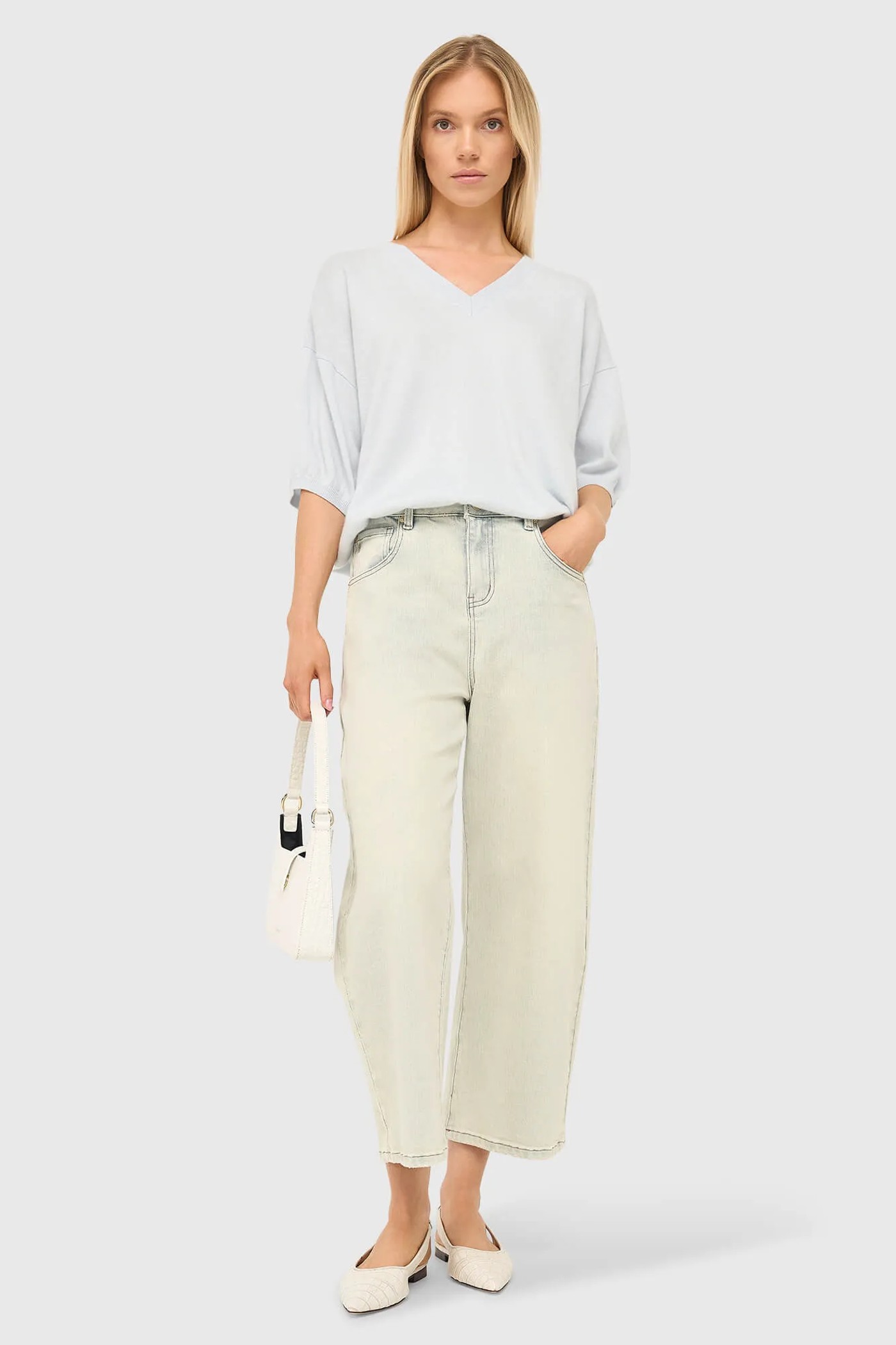 Barrel Jeans Dames Stretch Mid Rise Baxter Blauw 004