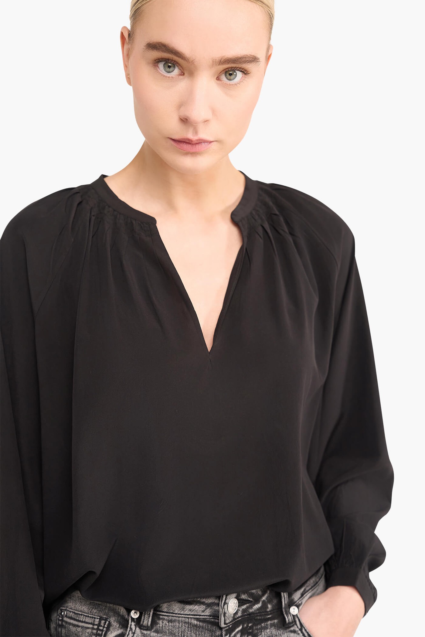 Zijden Dames Blouse Landon Zwart