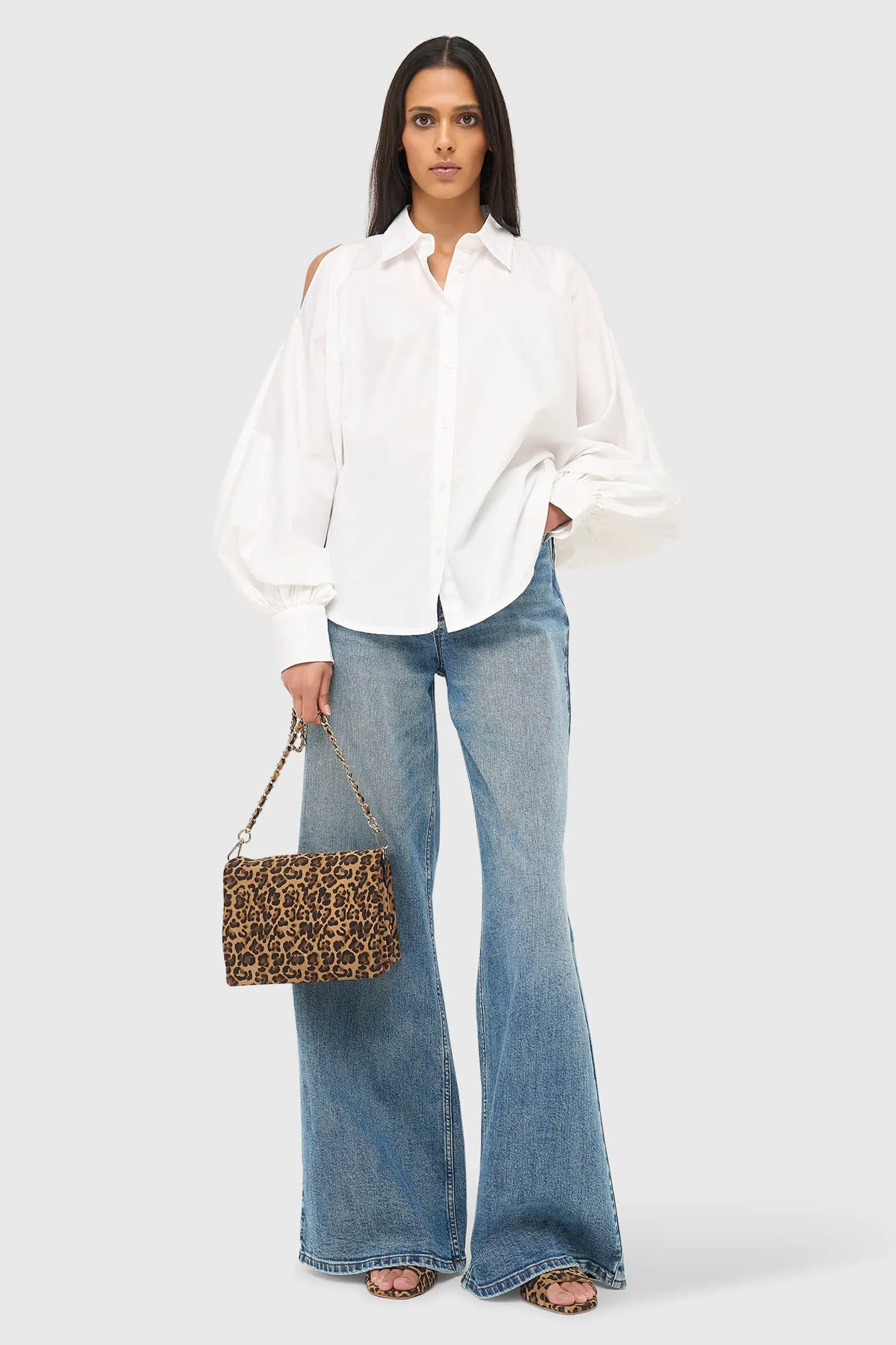 Blouse Dames Katoen Wit Stone Cut Out