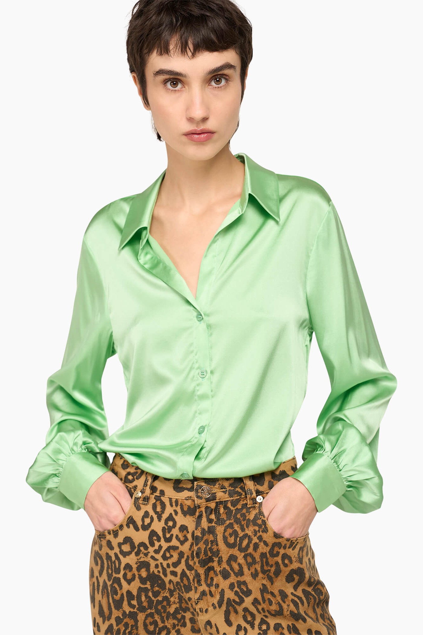 Zijden Blouse Dames Bobby Groen