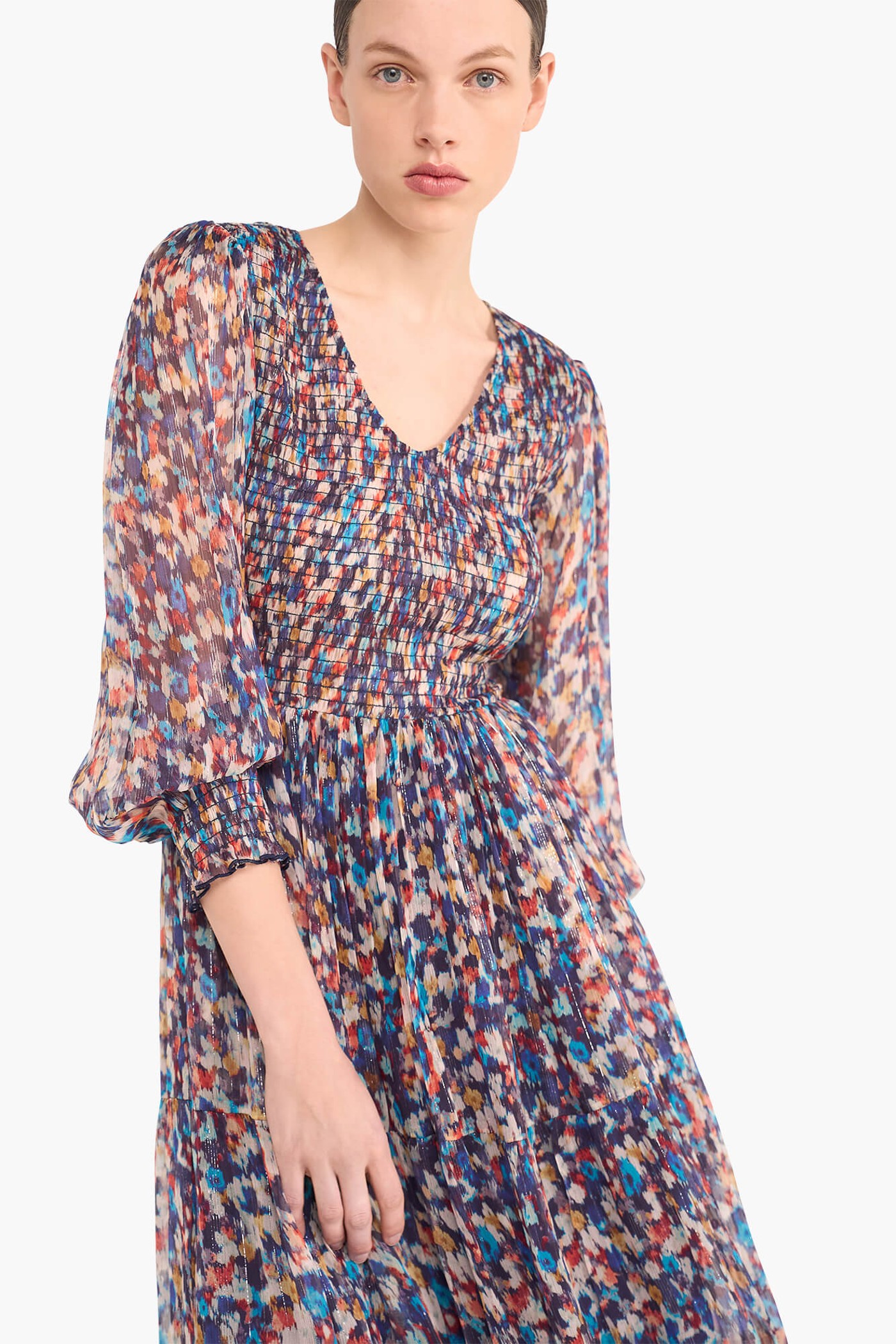 Jurk Lang Print Smog Finn Blauw