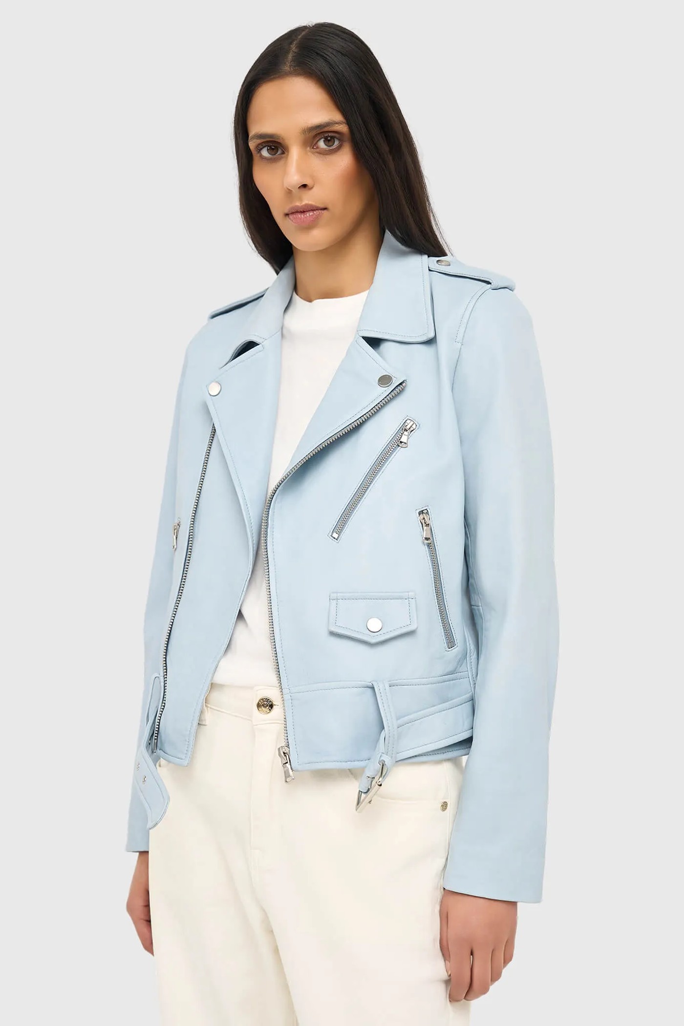 Blauw Leren Biker Jack Burke