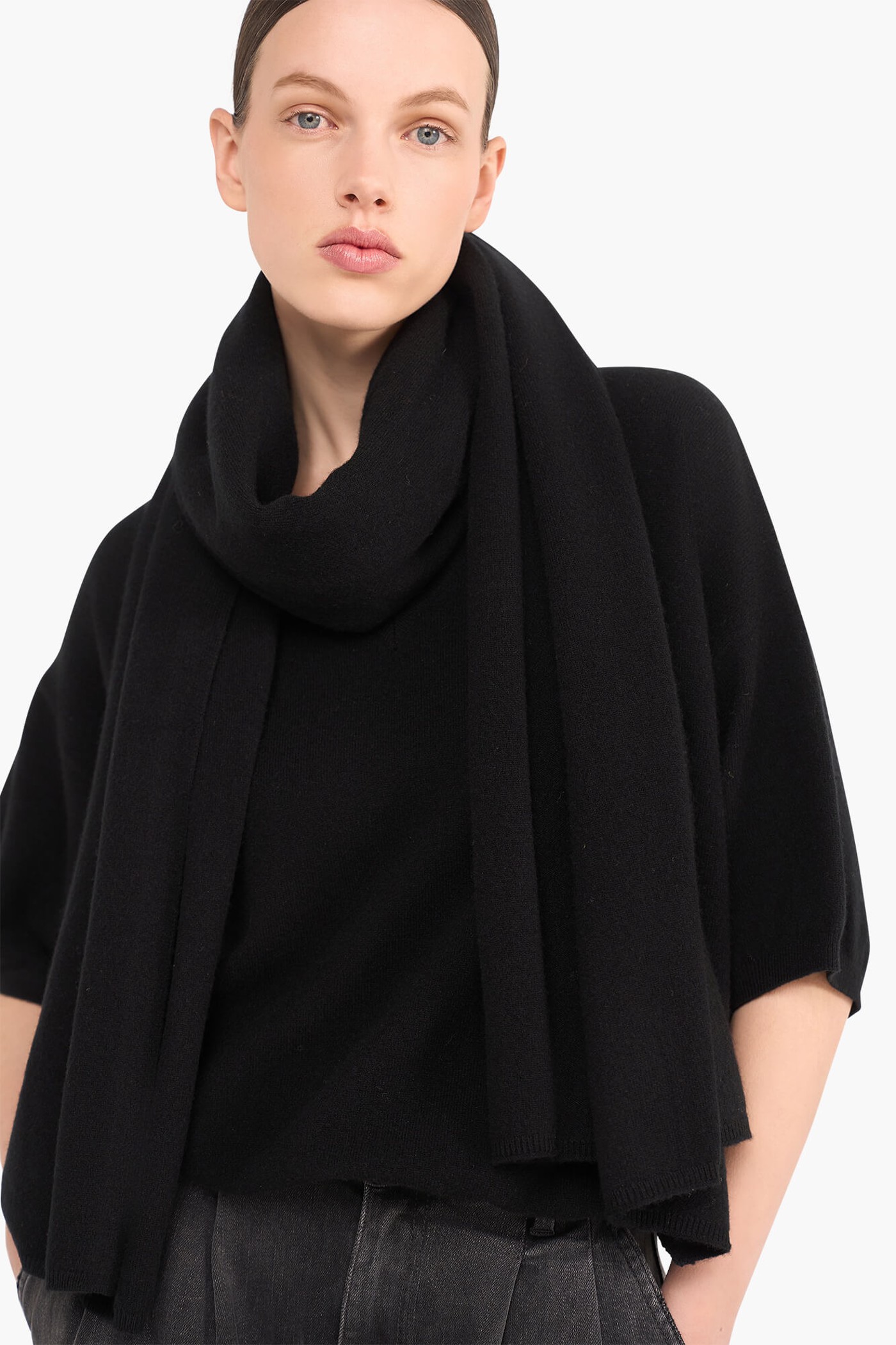 Cashmere Trui Dames Korte Mouw Romeo Zwart