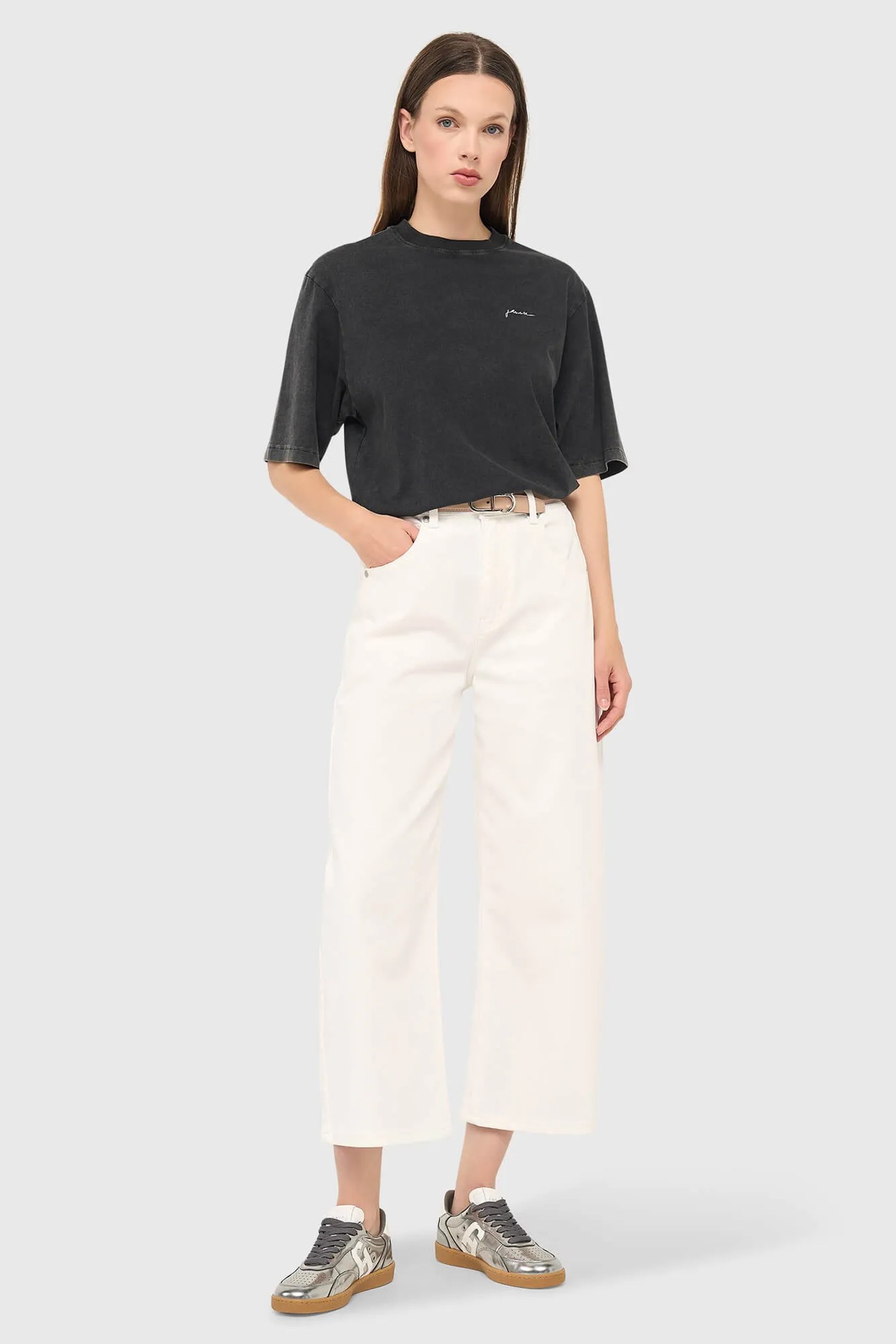 Witte Barrel Jeans Dames Mid Rise Baxter