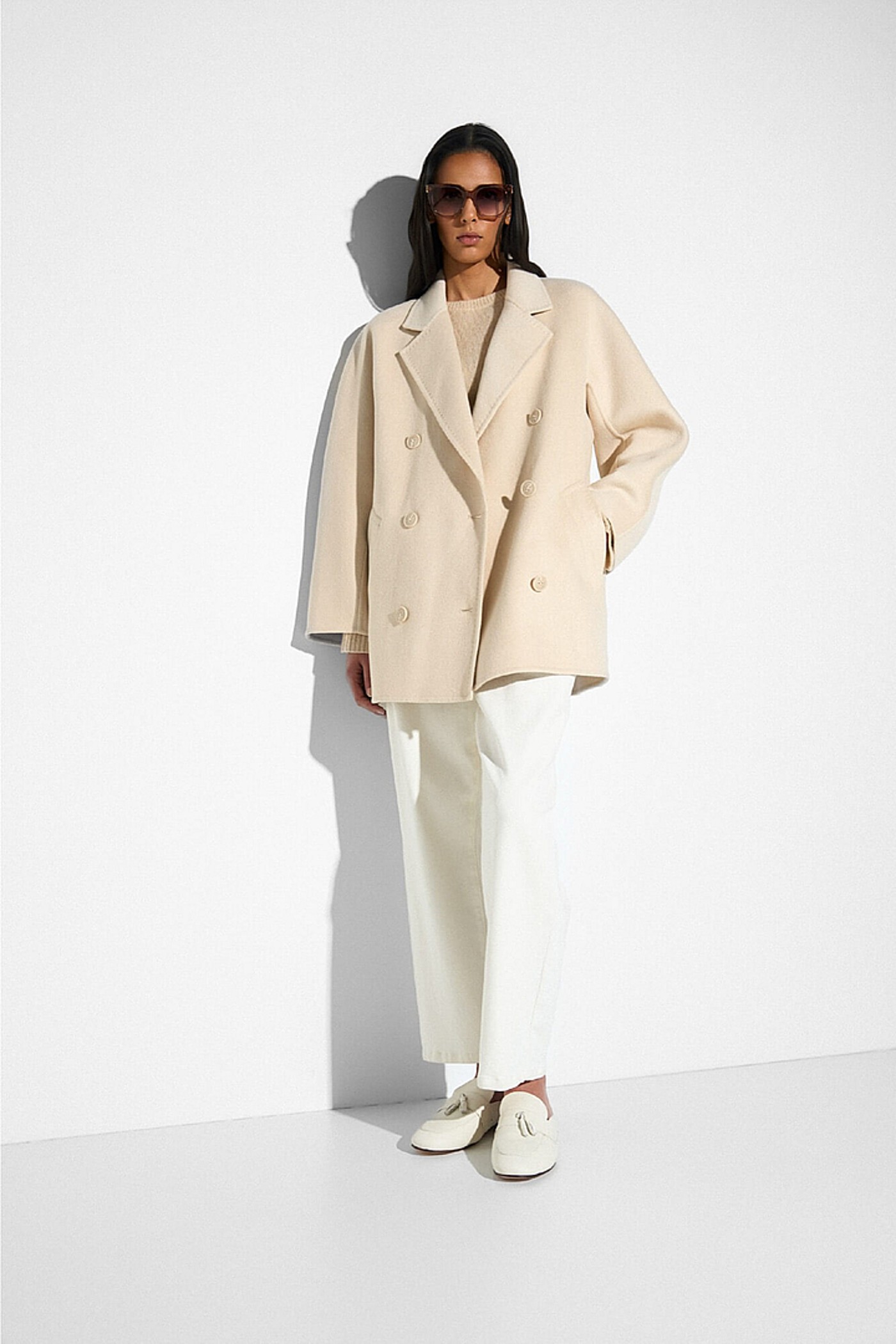 Cashmere Caban Jas Dames Double Face Kennedy Beige