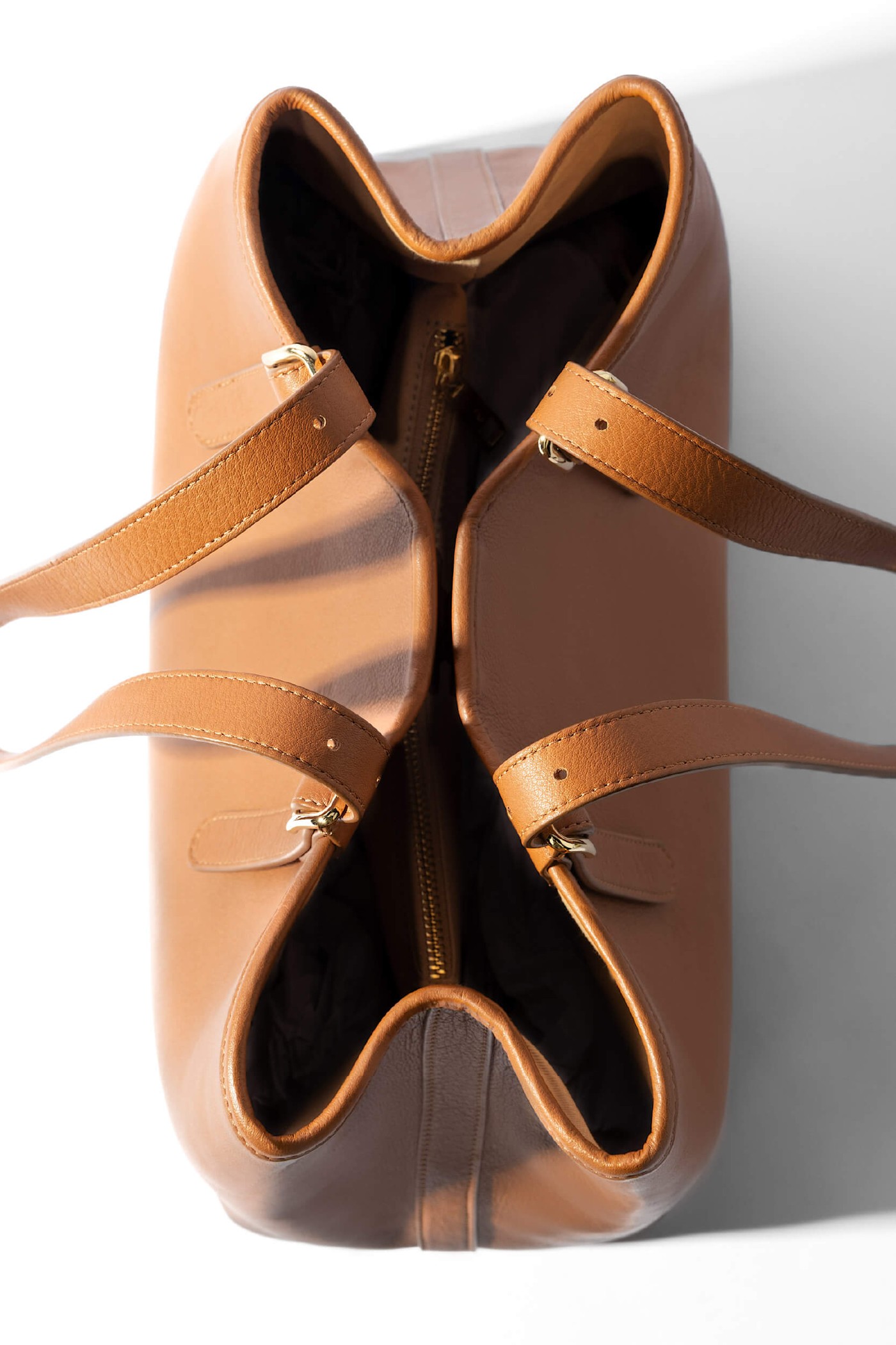 Leren Dames Handtas Shopper Harper Camel