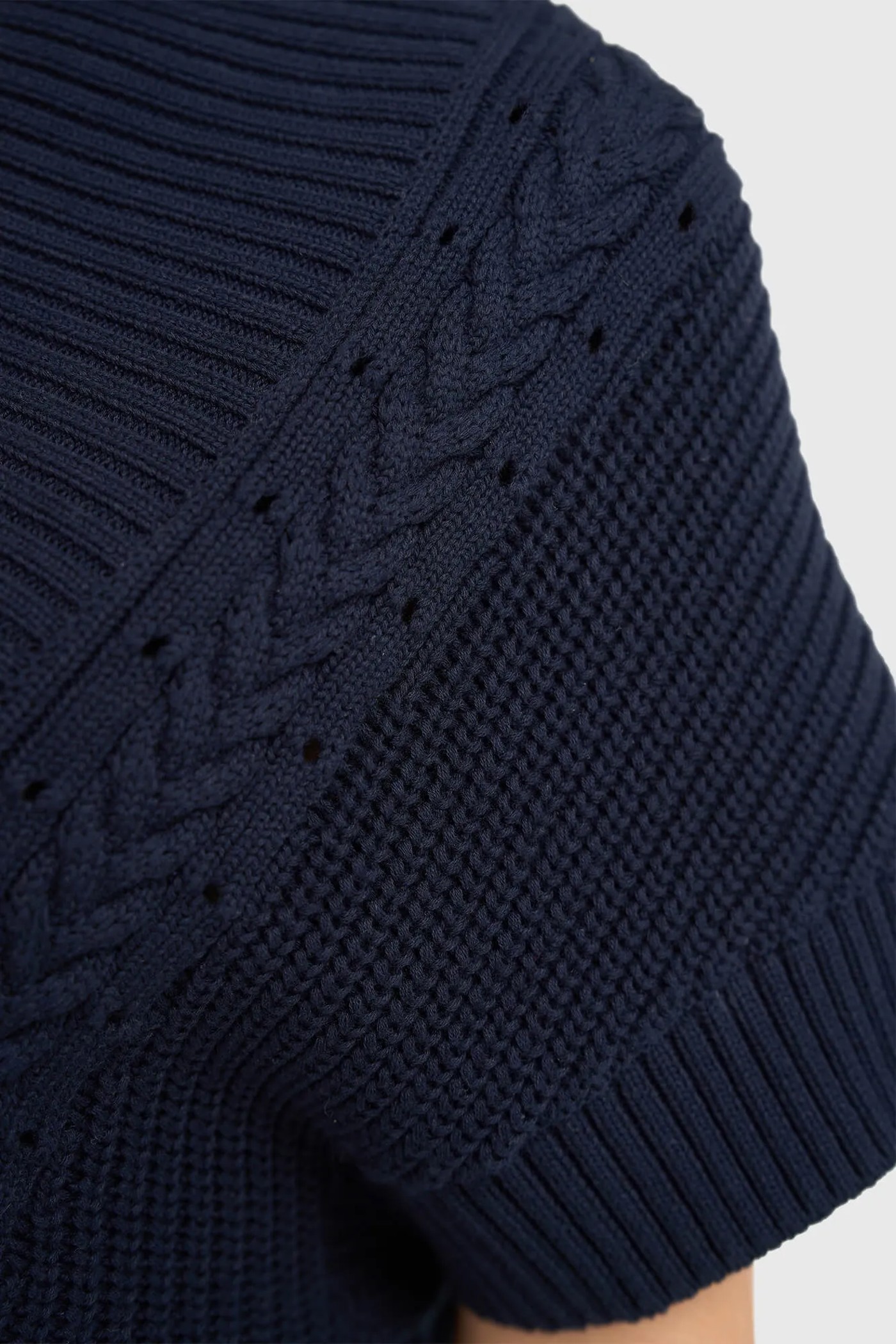 Katoenen Spencer Vest Kabel Dames Viggo Blauw