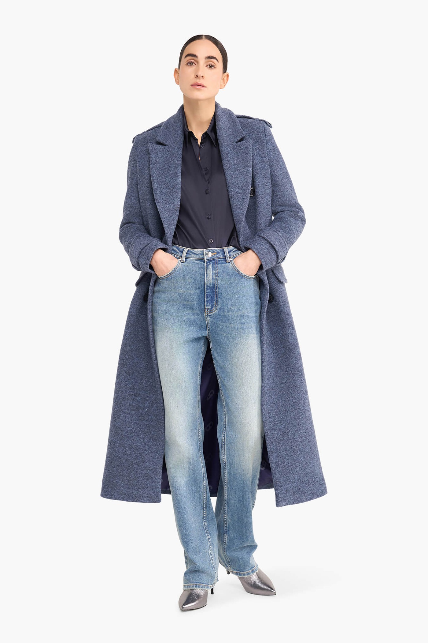 Wollen Lange Dames Jas Lennon Blauw