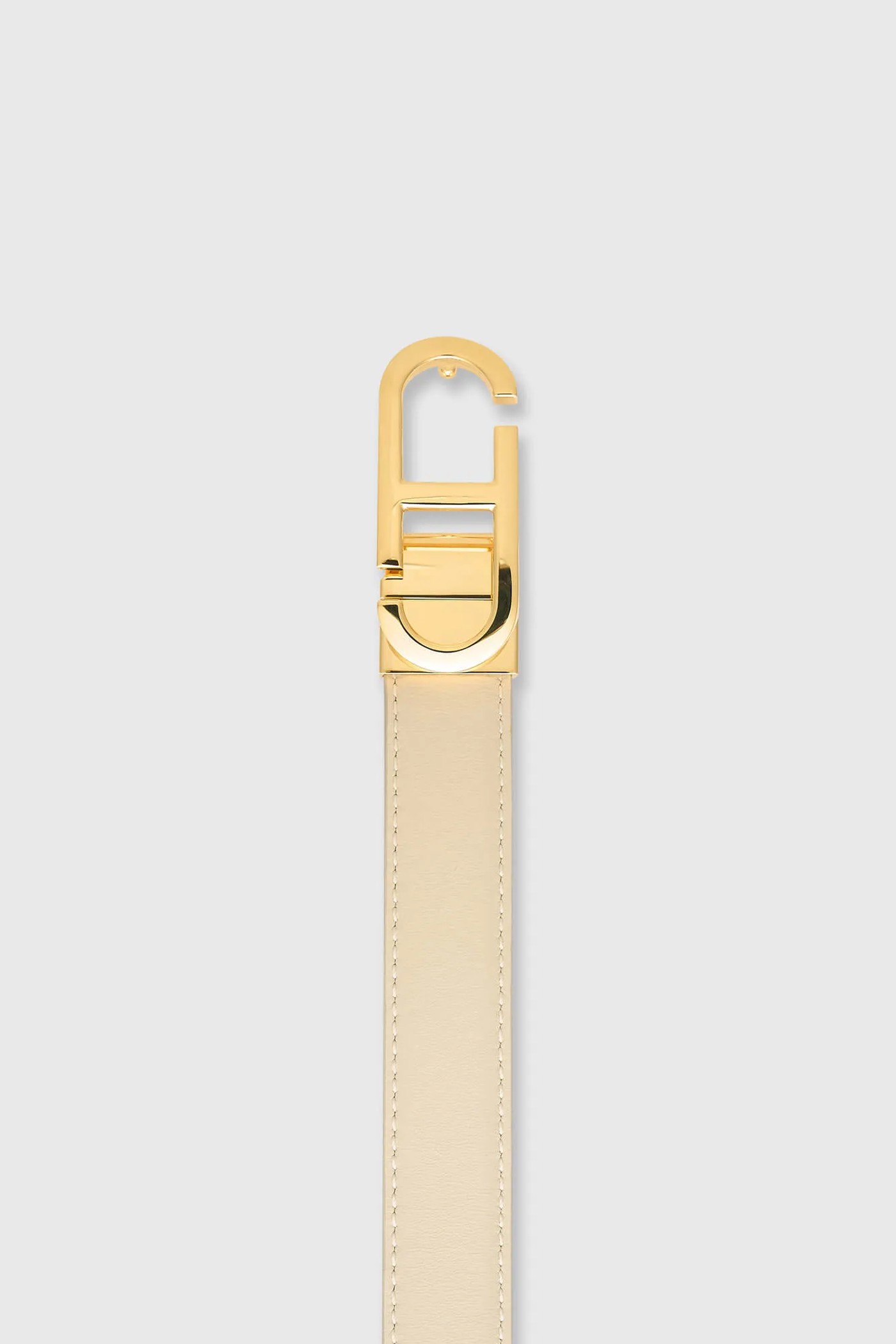 Leren Dames Riem Reversible Off White Creme Goud Trophy Buckle