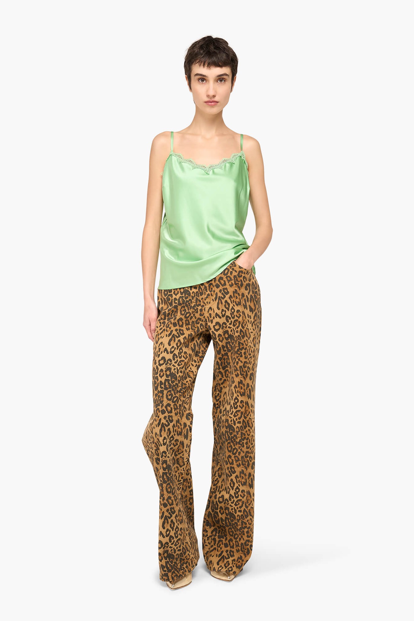 ZIJDEN TOP DAMES KANT RIVER GROEN