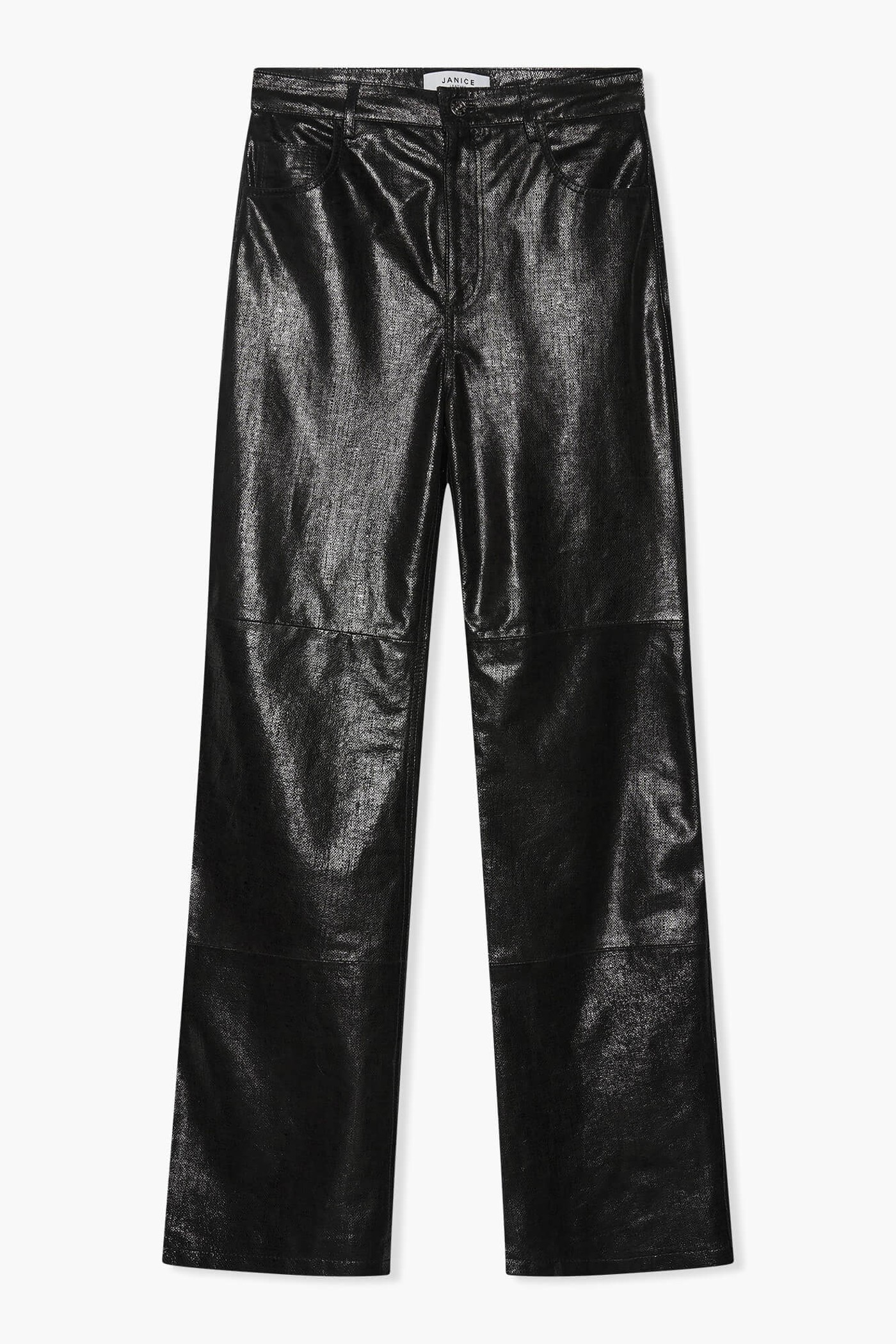 Leren Broek Dames Rechte Pijp Jason Metallic Zwart