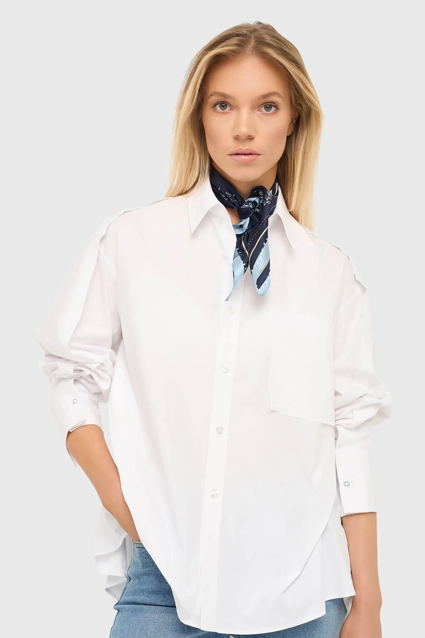 Witte Katoenen Oversized Dames Blouse Phil