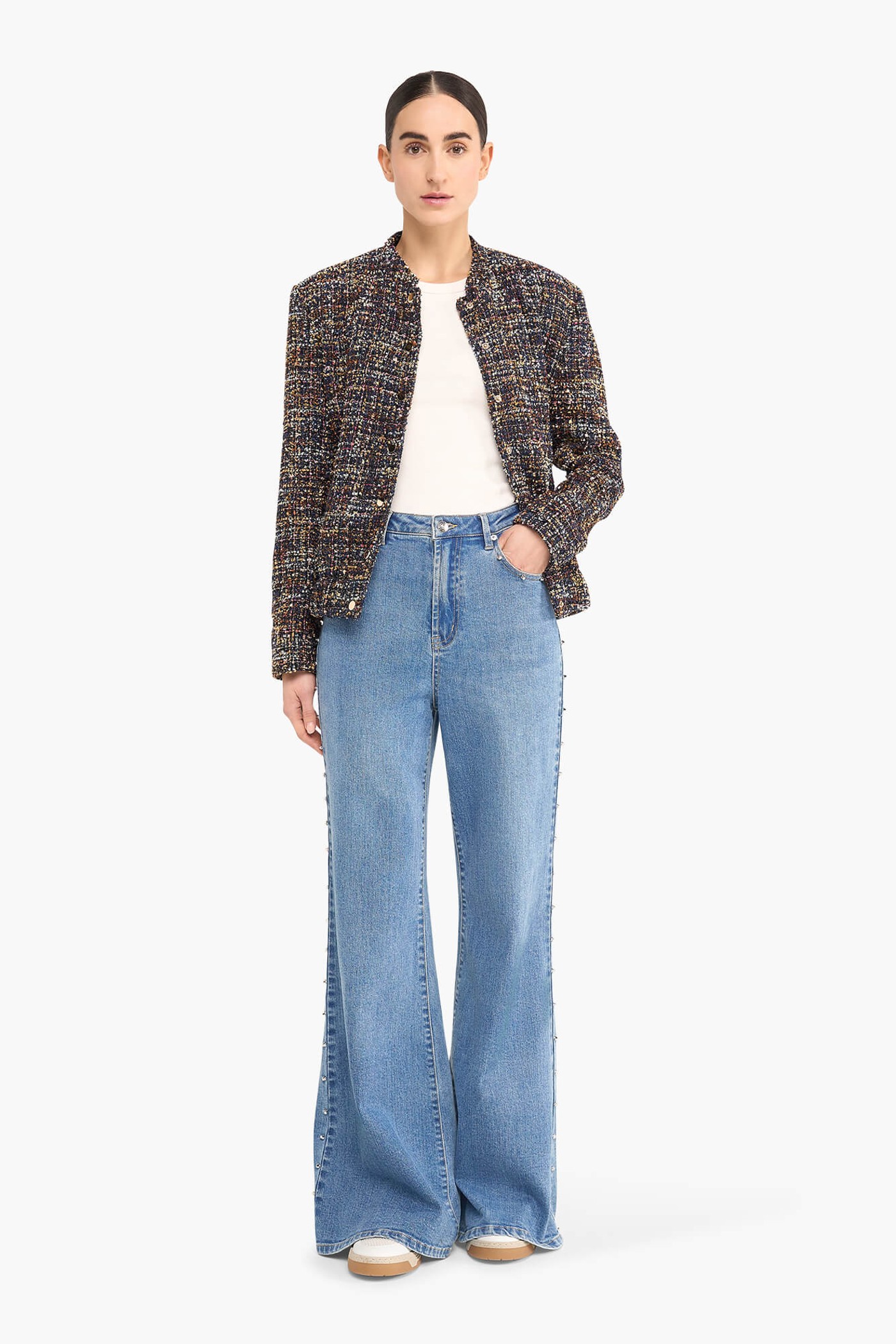 BOMBER JACK DAMES TWEED MADDOX BLAUW