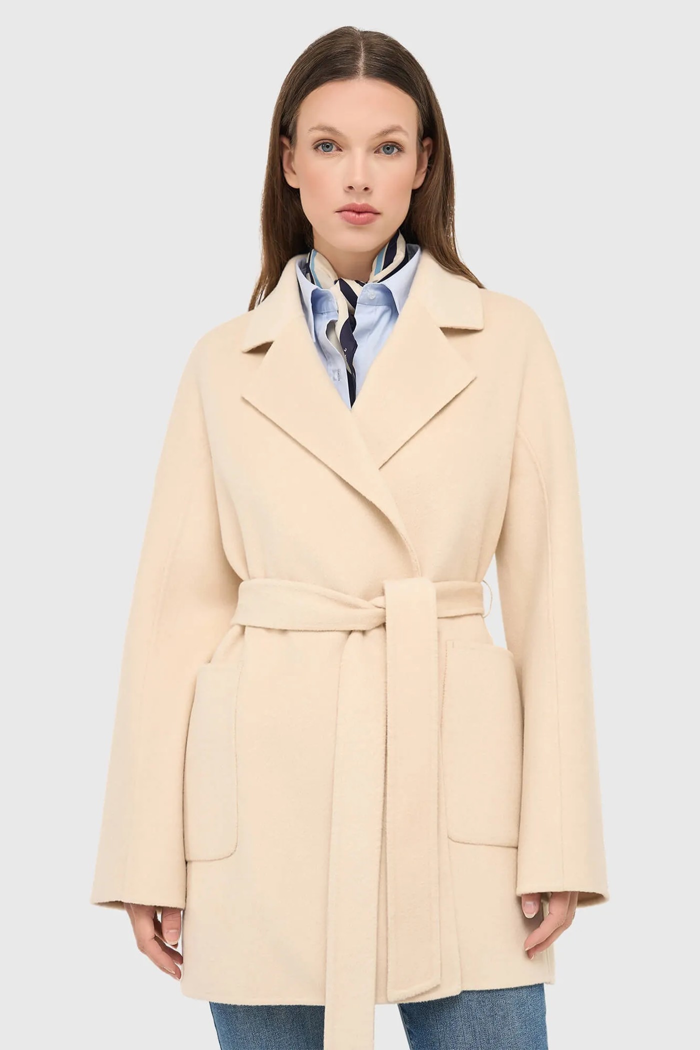 Cashmere Dames Jas Double Face Calvin Beige