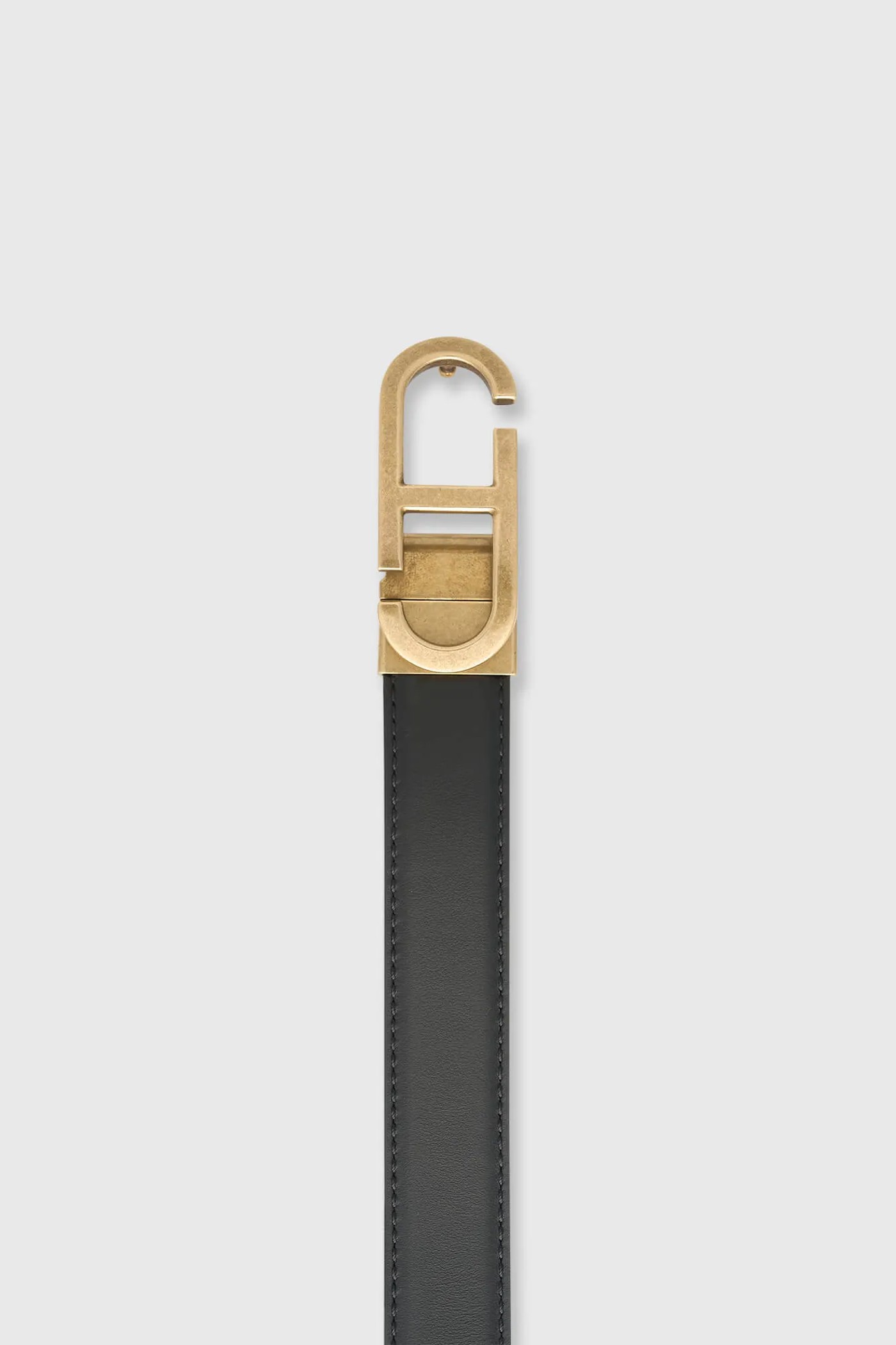 Leren Dames Riem Reversible Zwart Bruin Brass Trophy Buckle