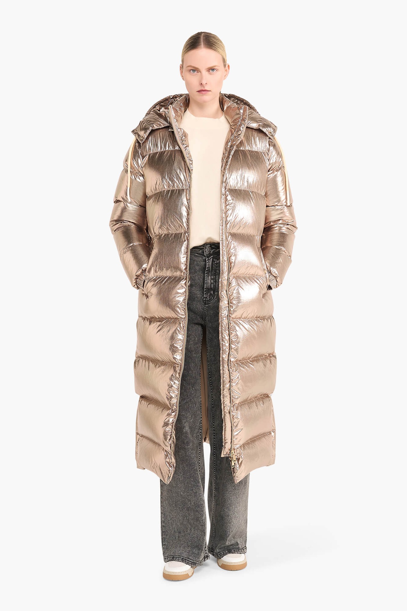 PUFFER JAS DAMES LANG DERRICK CHAMPAGNE