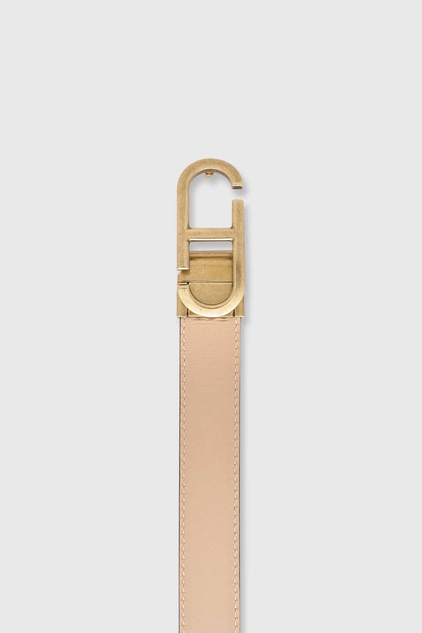 Leren Dames Riem Reversible Zwart Taupe Brass Trophy Buckle