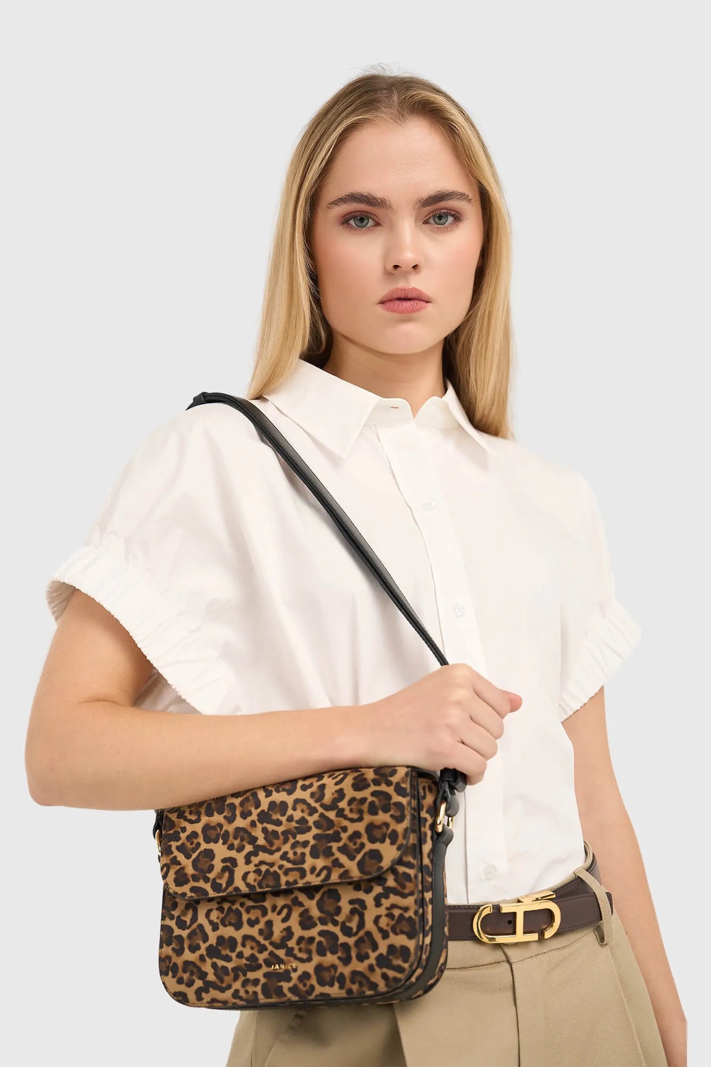 Leren Dames Tas Elias Panterprint Suede