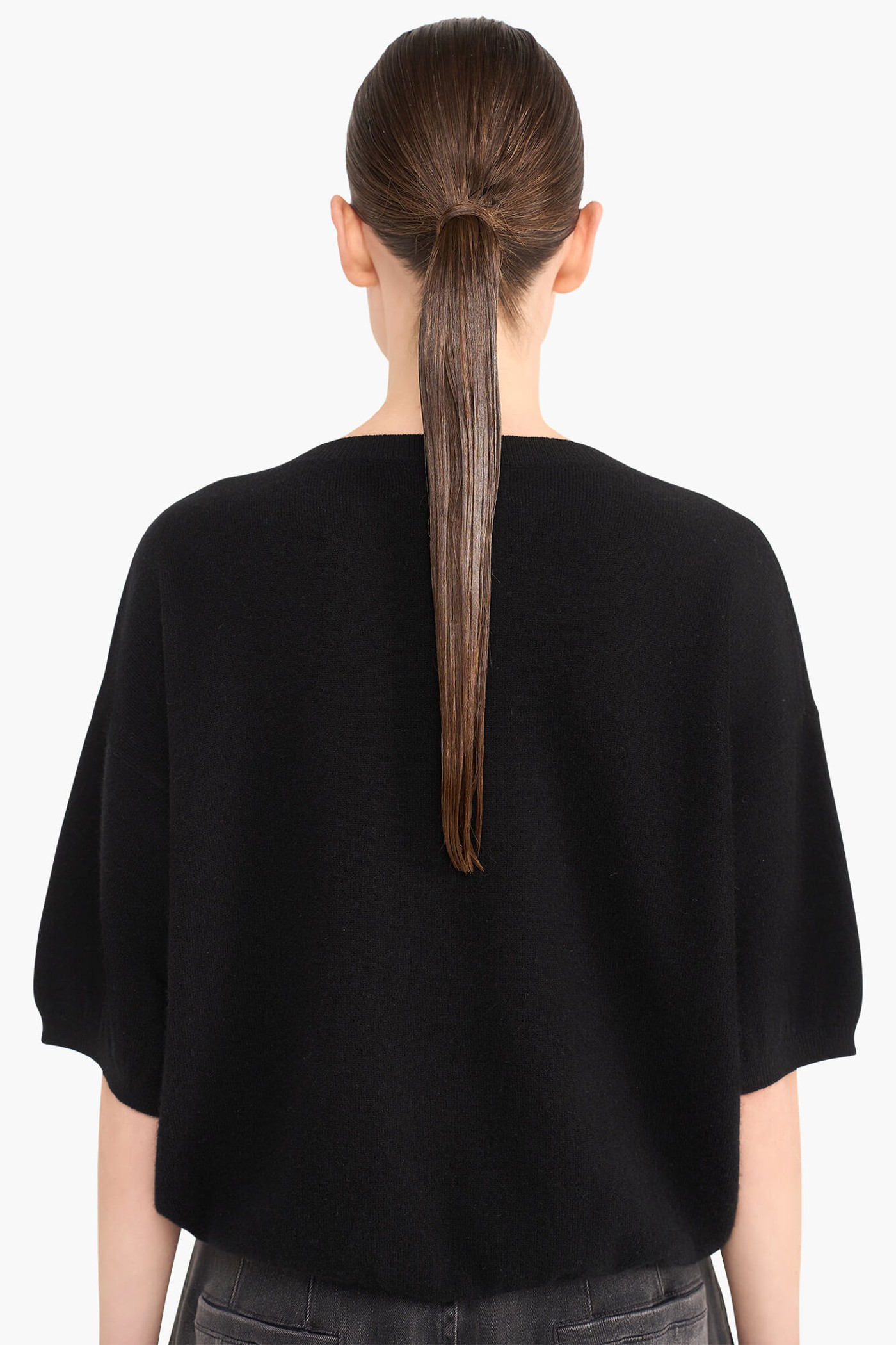 Cashmere Trui Dames Korte Mouw Romeo Zwart