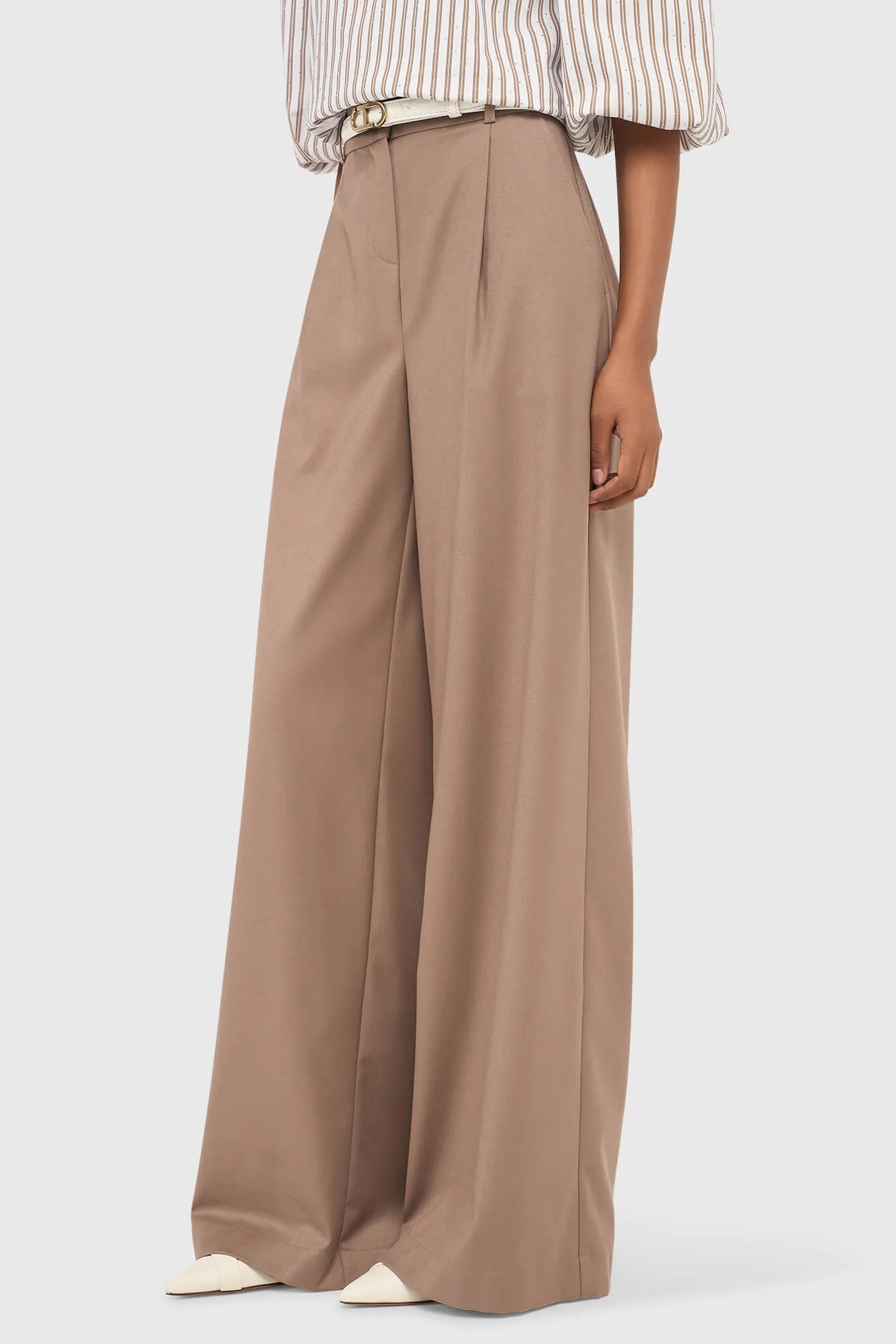 Broek Dames Wijde Pijp Bruin Mel