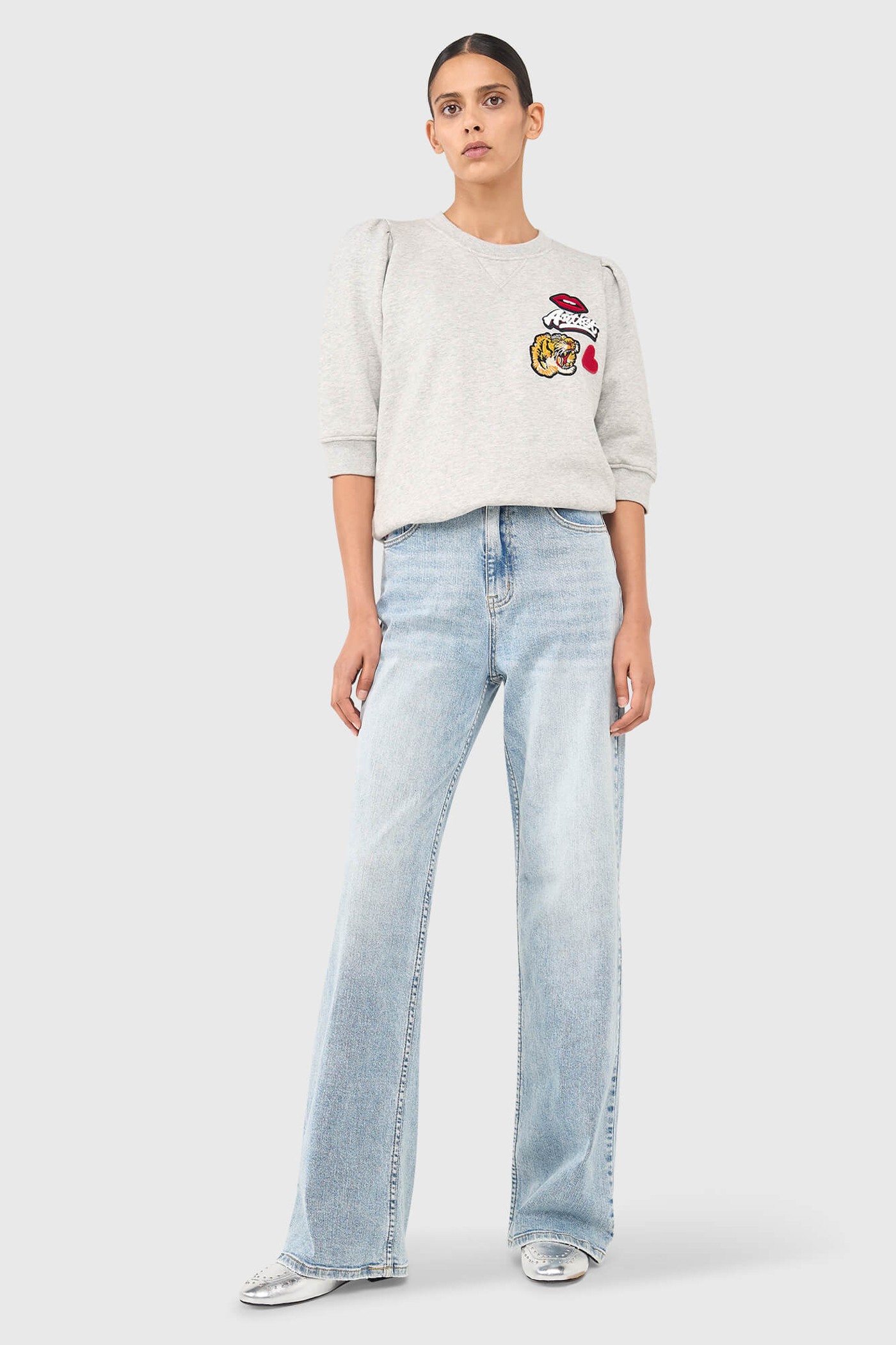 Frank Sweater Grijs Patches