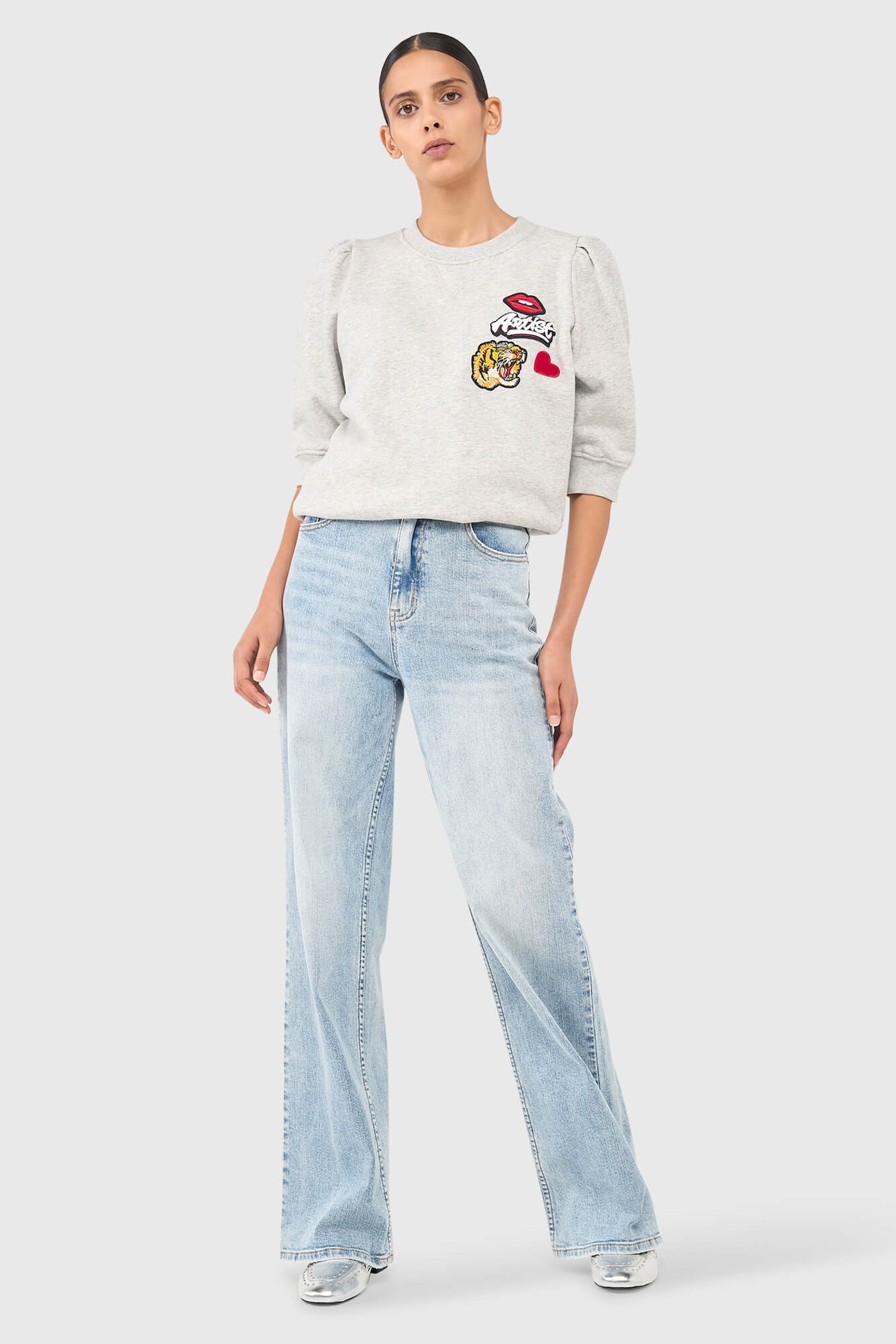 Frank Sweater Grijs Patches