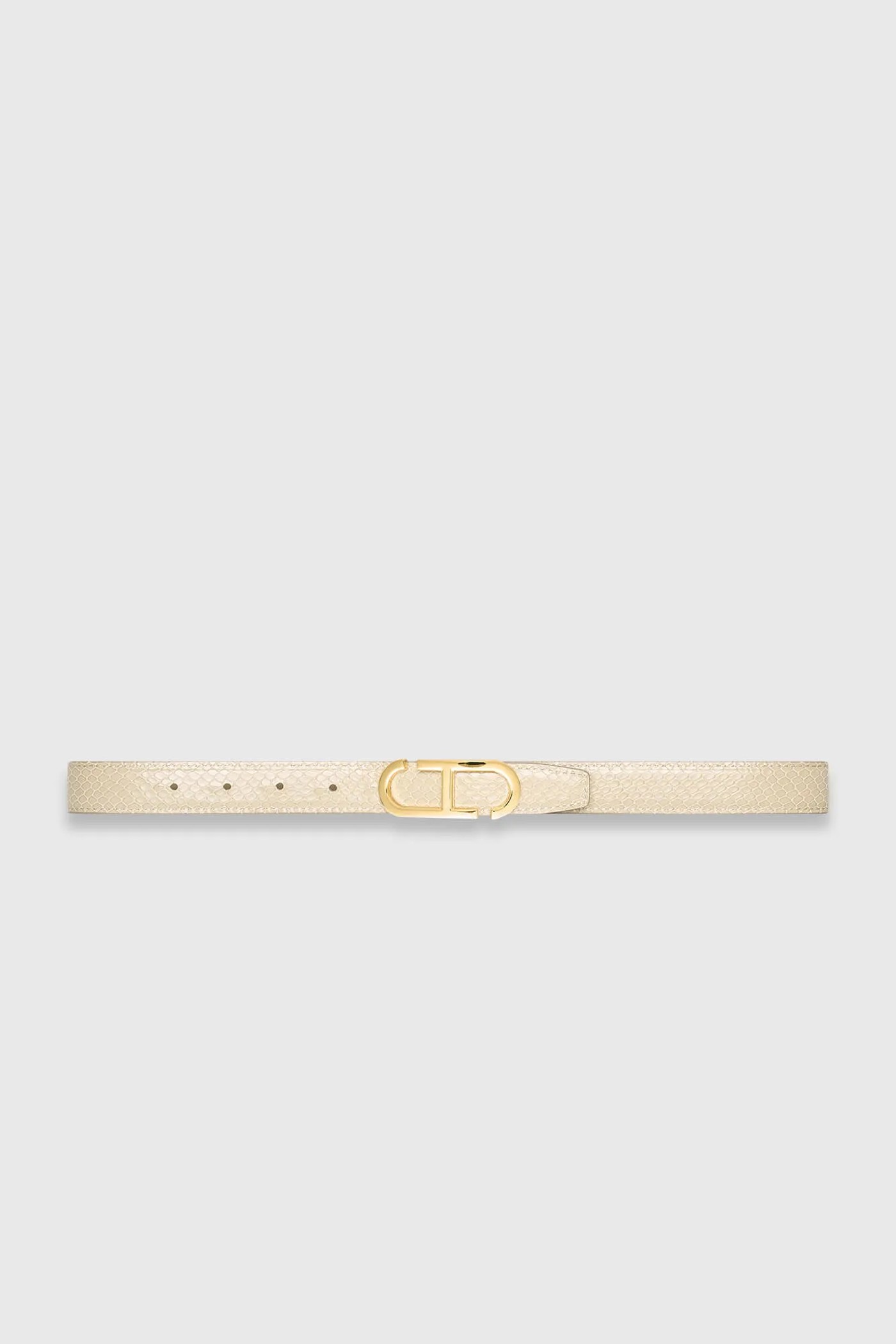 Leren Dames Riem Reversible Off White Creme Goud Trophy Buckle
