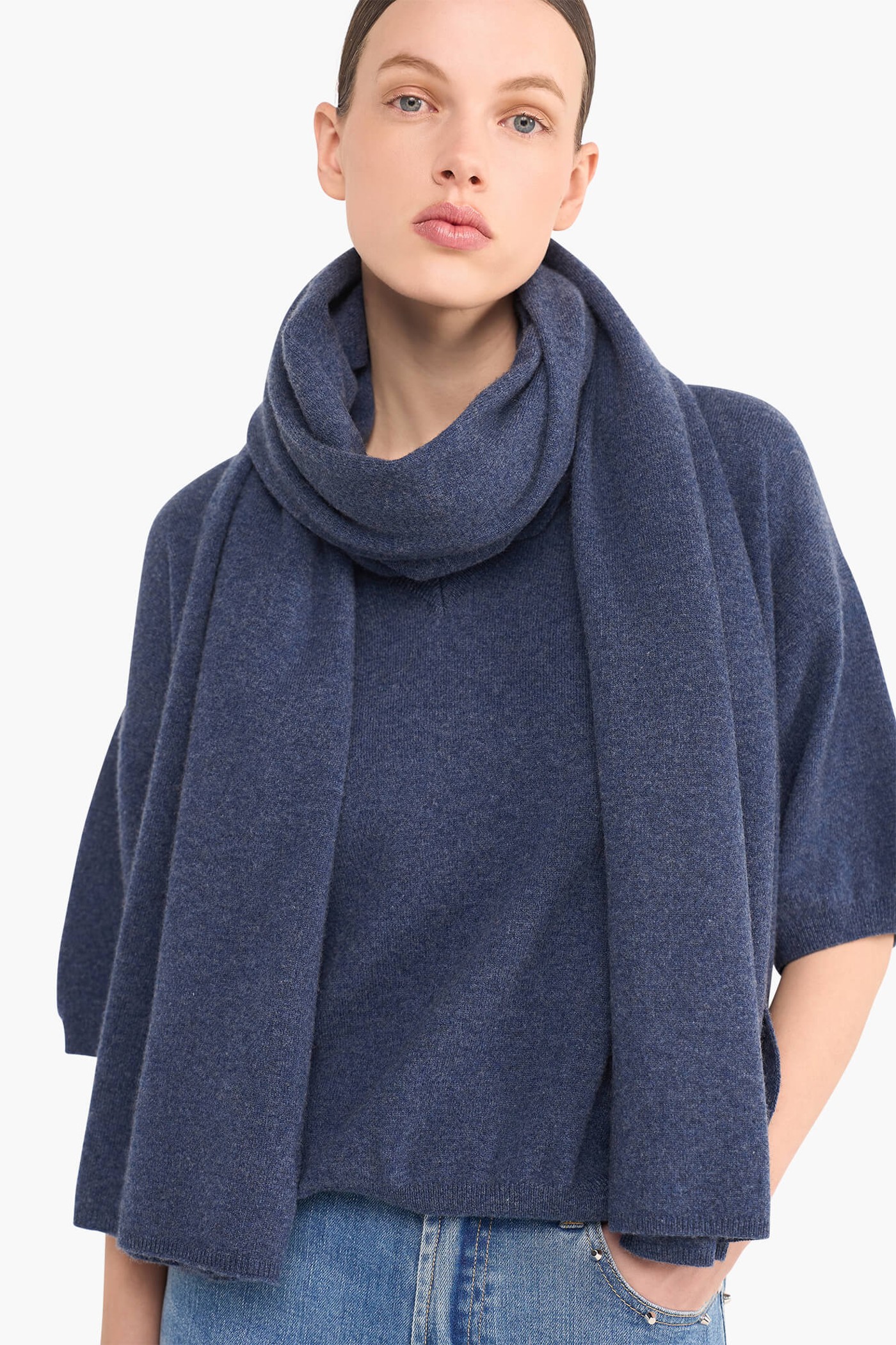 CASHMERE SJAAL DAMES SANTOS BLAUW