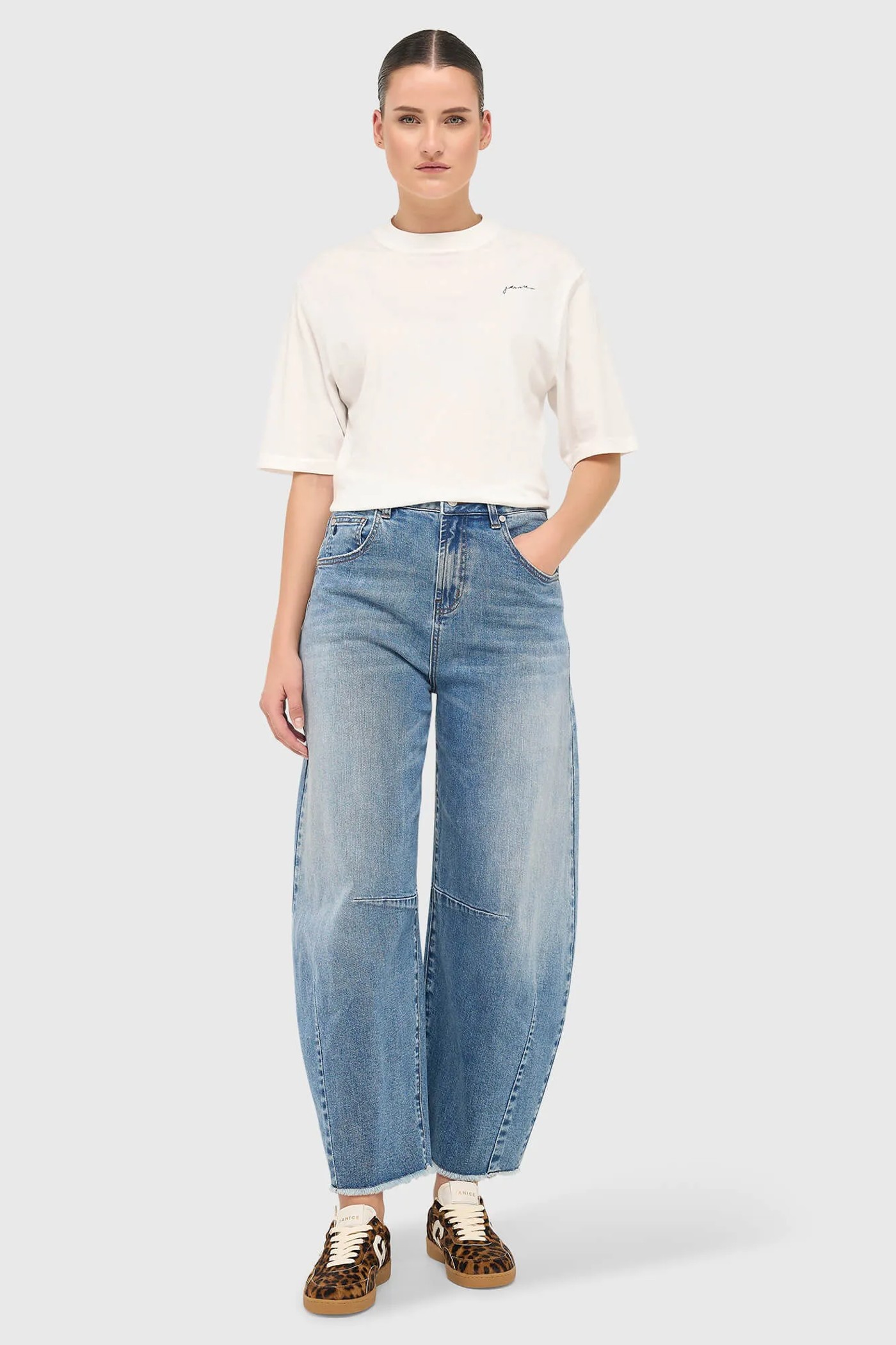 Wit Dames Shirt Katoen Adam Tekst