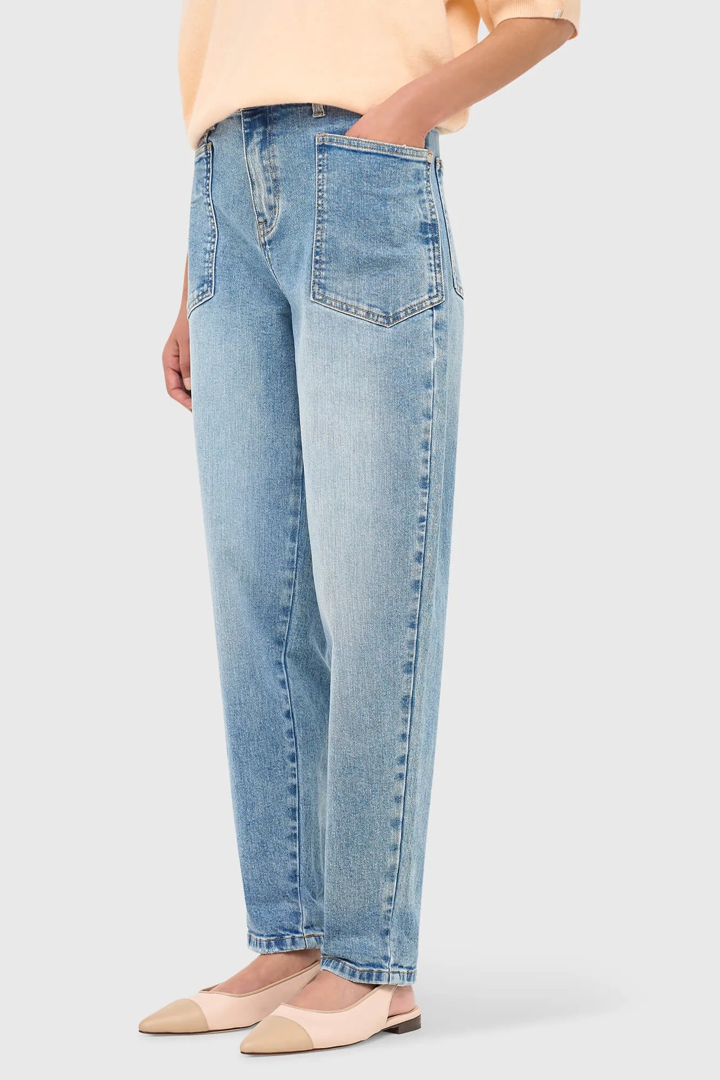 Worker Jeans Dames Barrel Fit Stretch Mid Rise Morrison Blauw 786