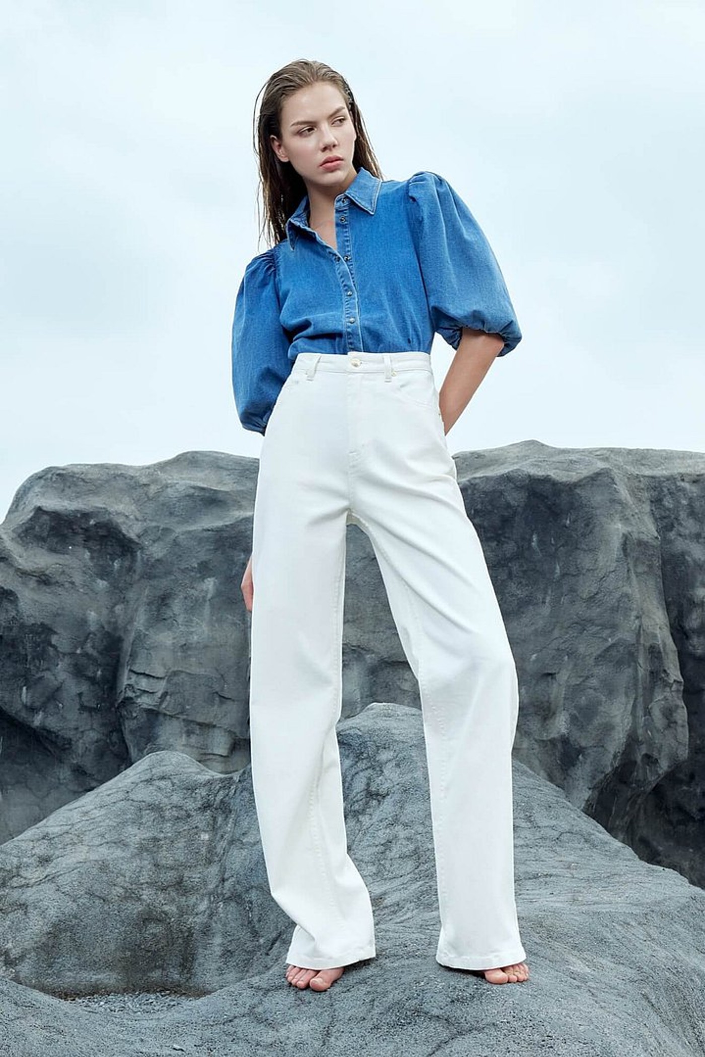 Blouse Dames Denim Pofmouw Lars 932