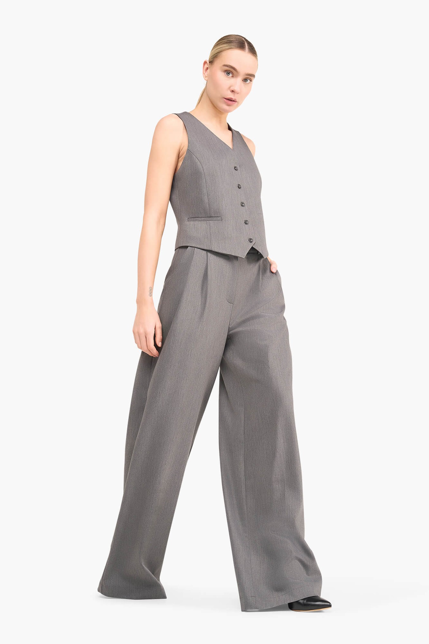 Broek Dames Wijde Pijp Dollar Grijs