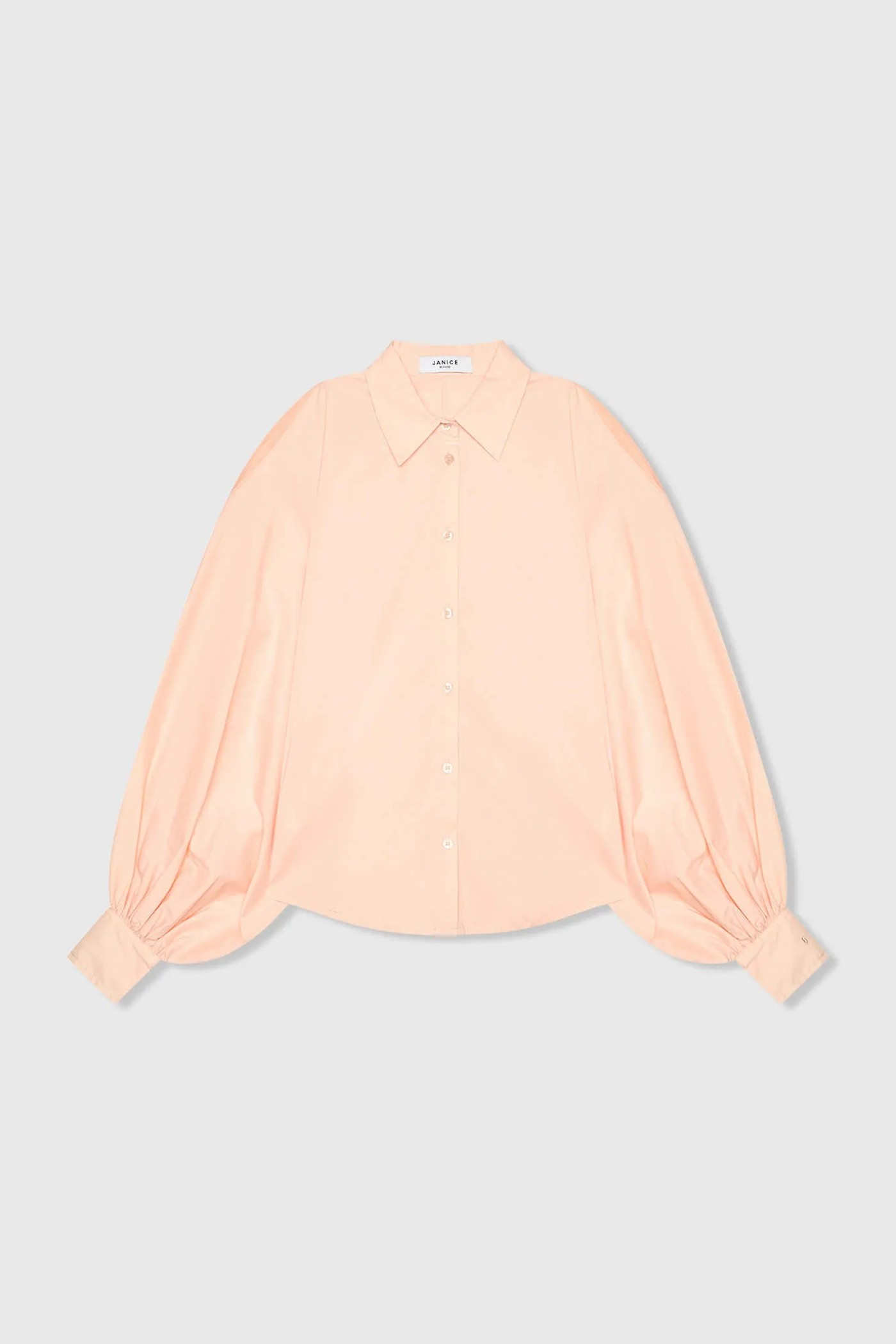 Blouse Dames Katoen Peach Tone Pofmouw Cut Out