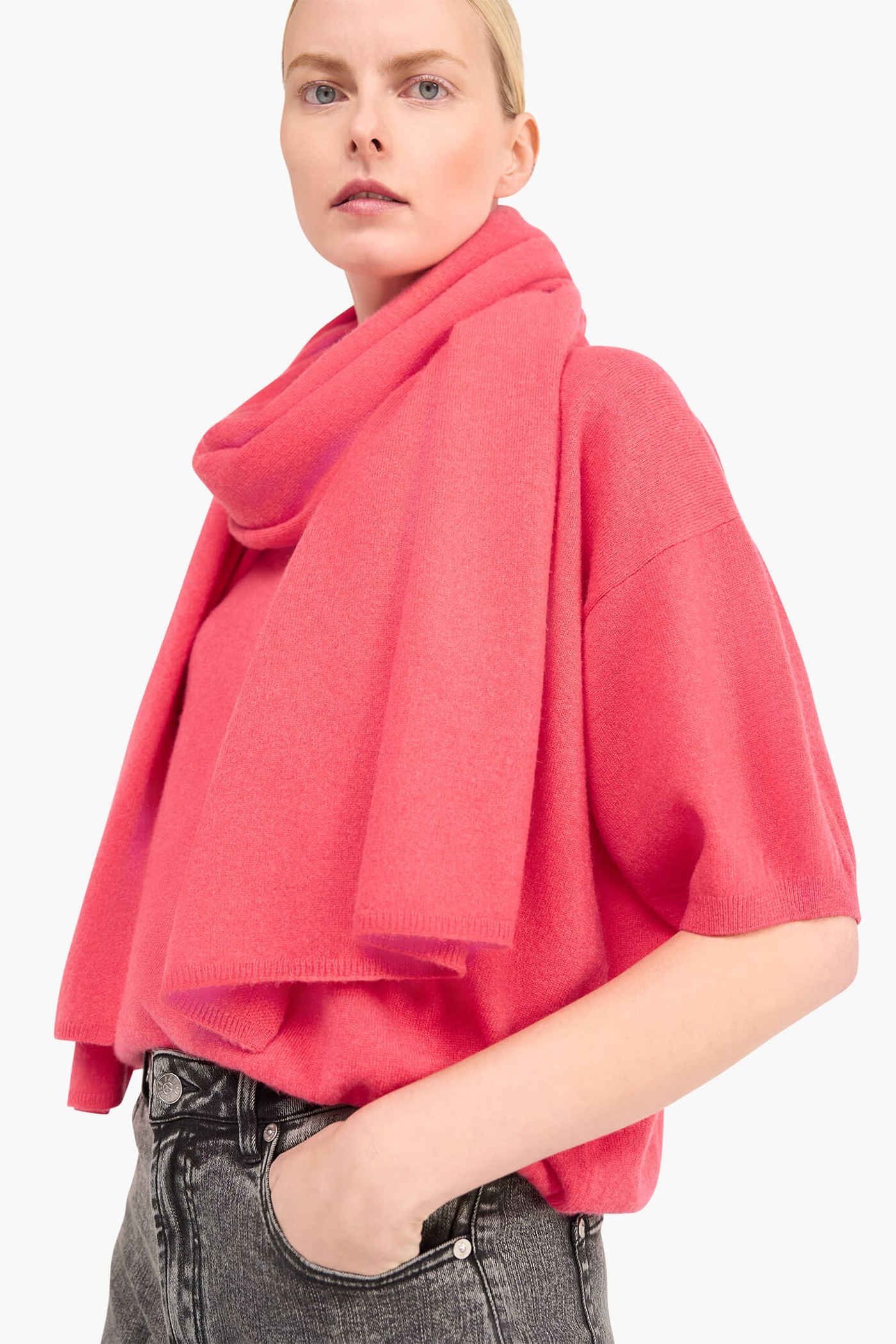 CASHMERE SJAAL DAMES SANTOS CORAAL