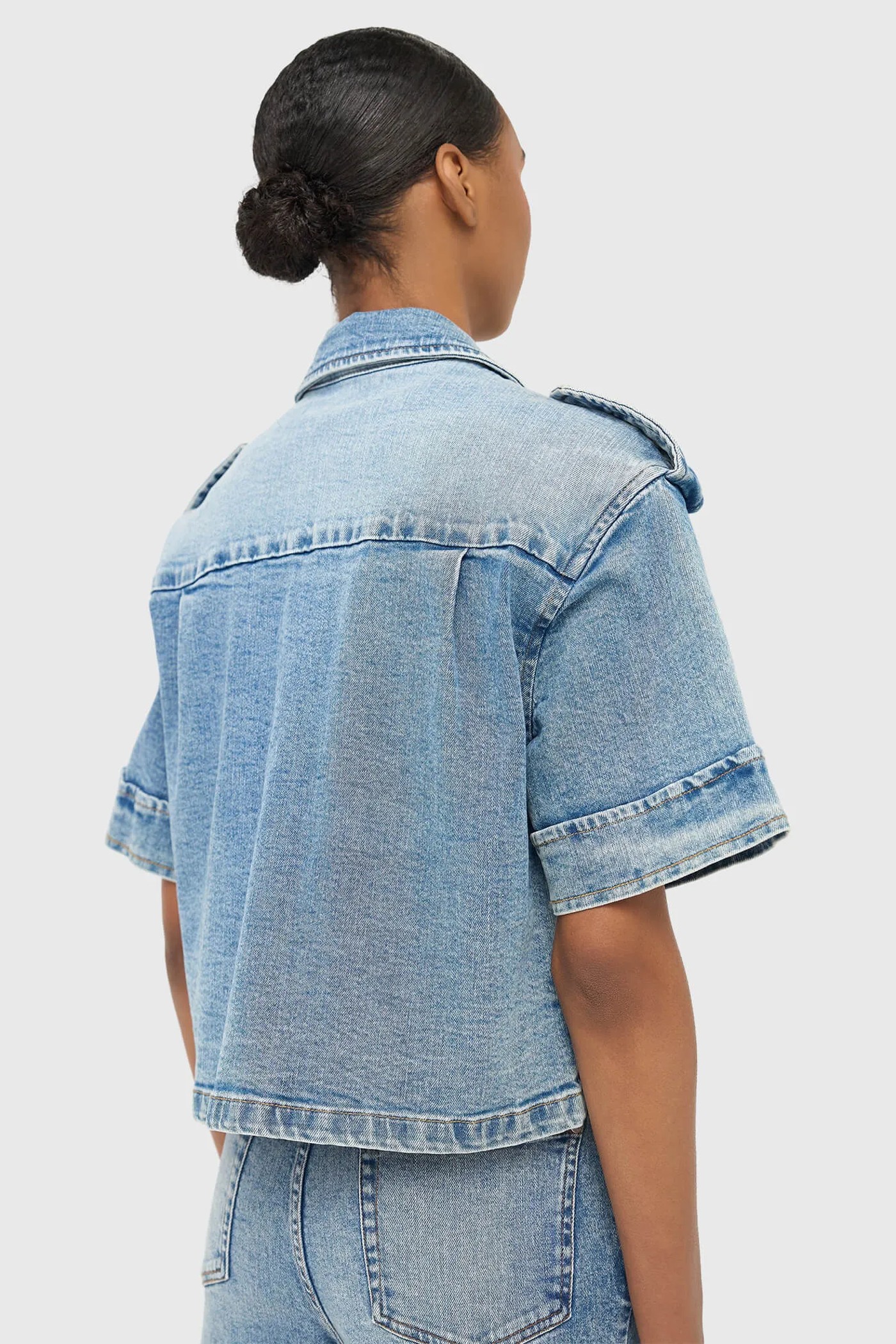 Denim Blouse Dames Spike Blauw 786