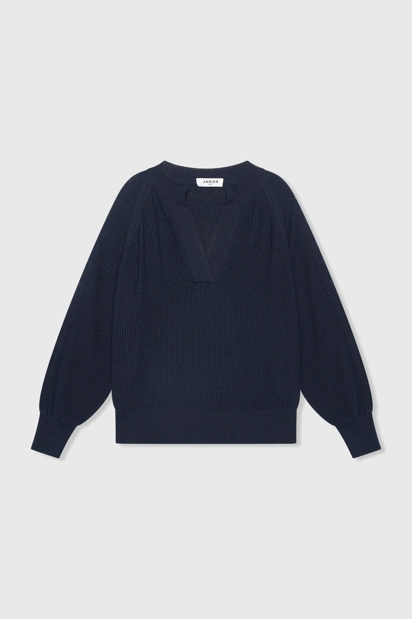 Katoenen Dames Trui Veters Mouwen Open Schouders Grove Blauw