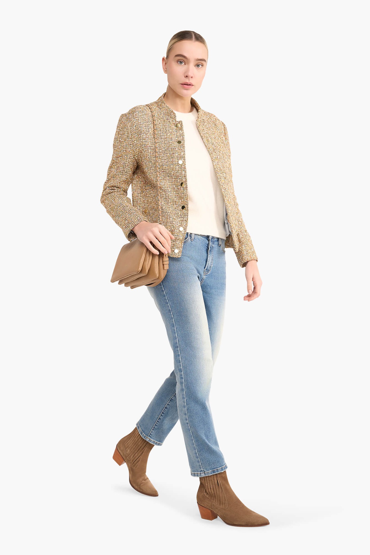 Bomber Jack Dames Tweed Maddox Goud