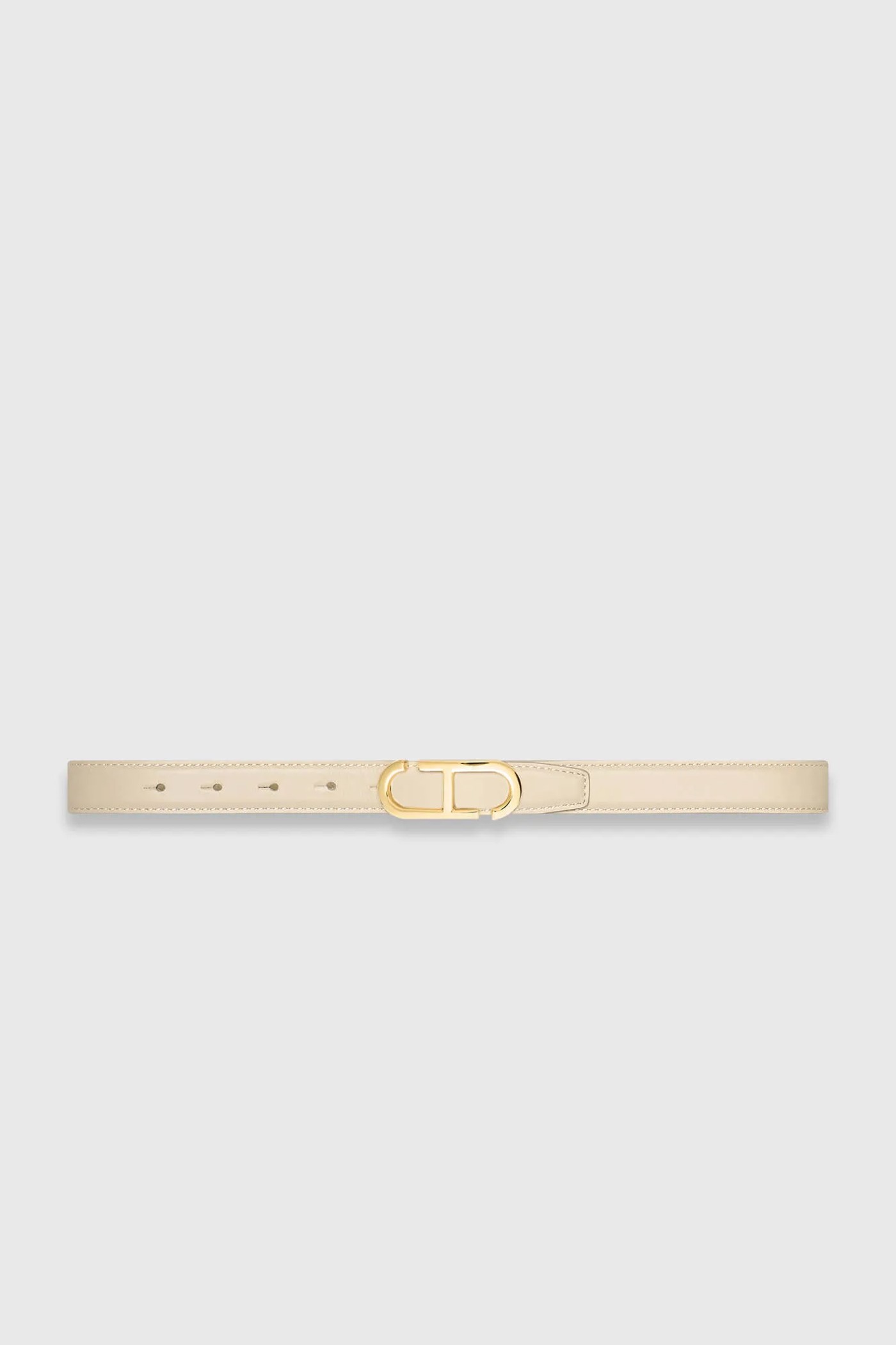 Leren Dames Riem Reversible Off White Creme Goud Trophy Buckle