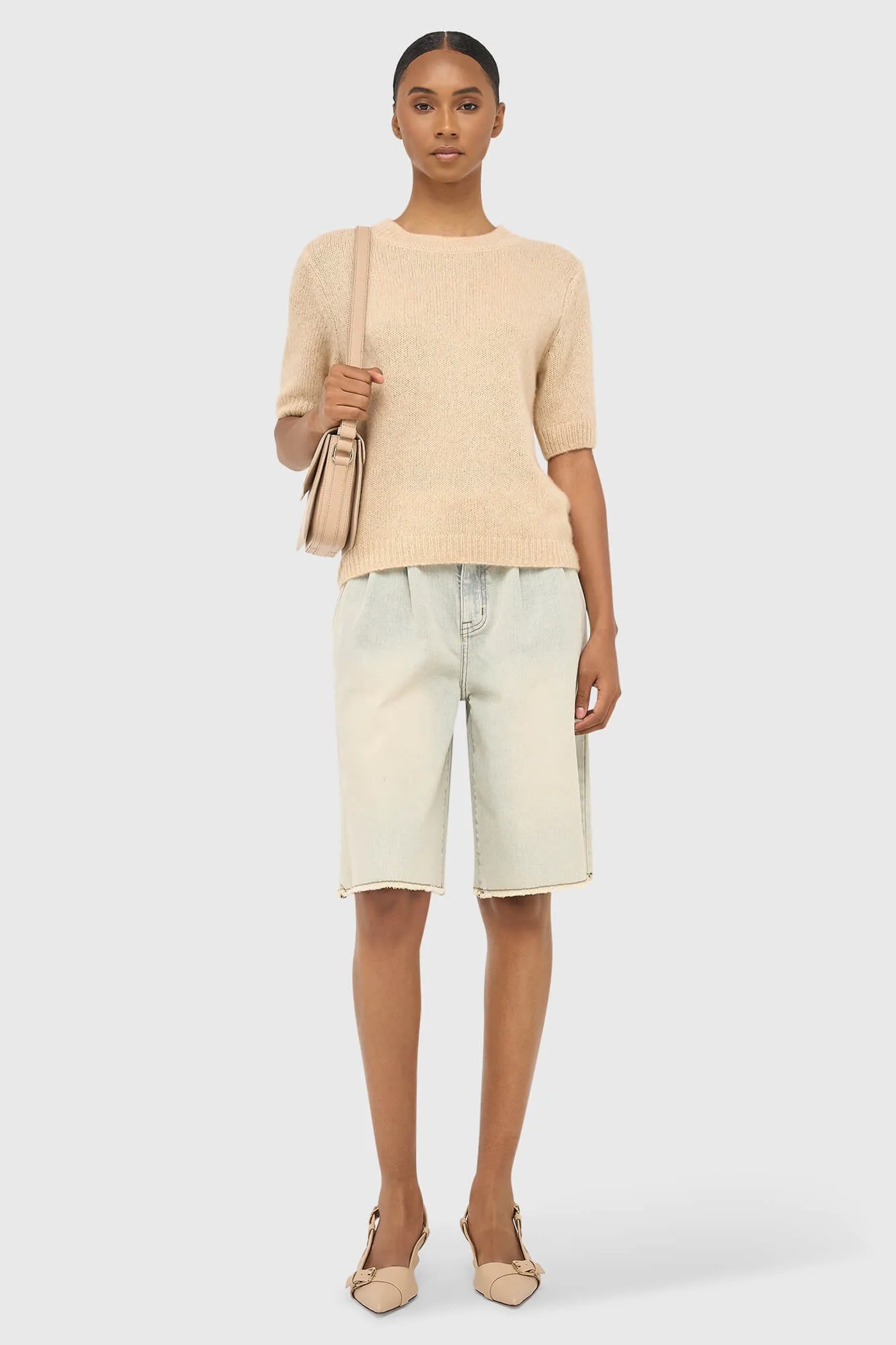 Cashmere Dames Truitje Korte Mouw Creme Eloi