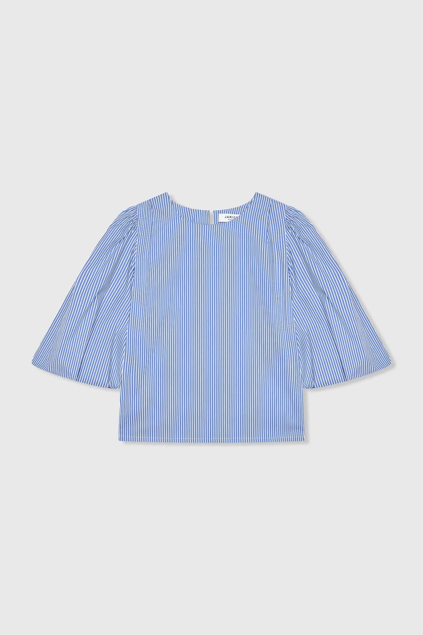 Dames Top Pof Mouw Streepjes Elian Blauw