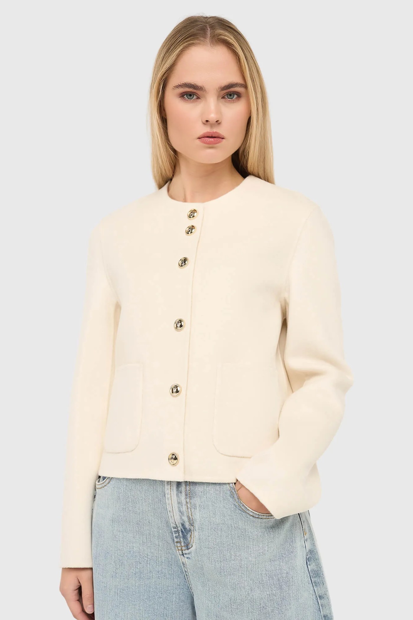 Cashmere Jas Dames Kort Vince Double Face Off White