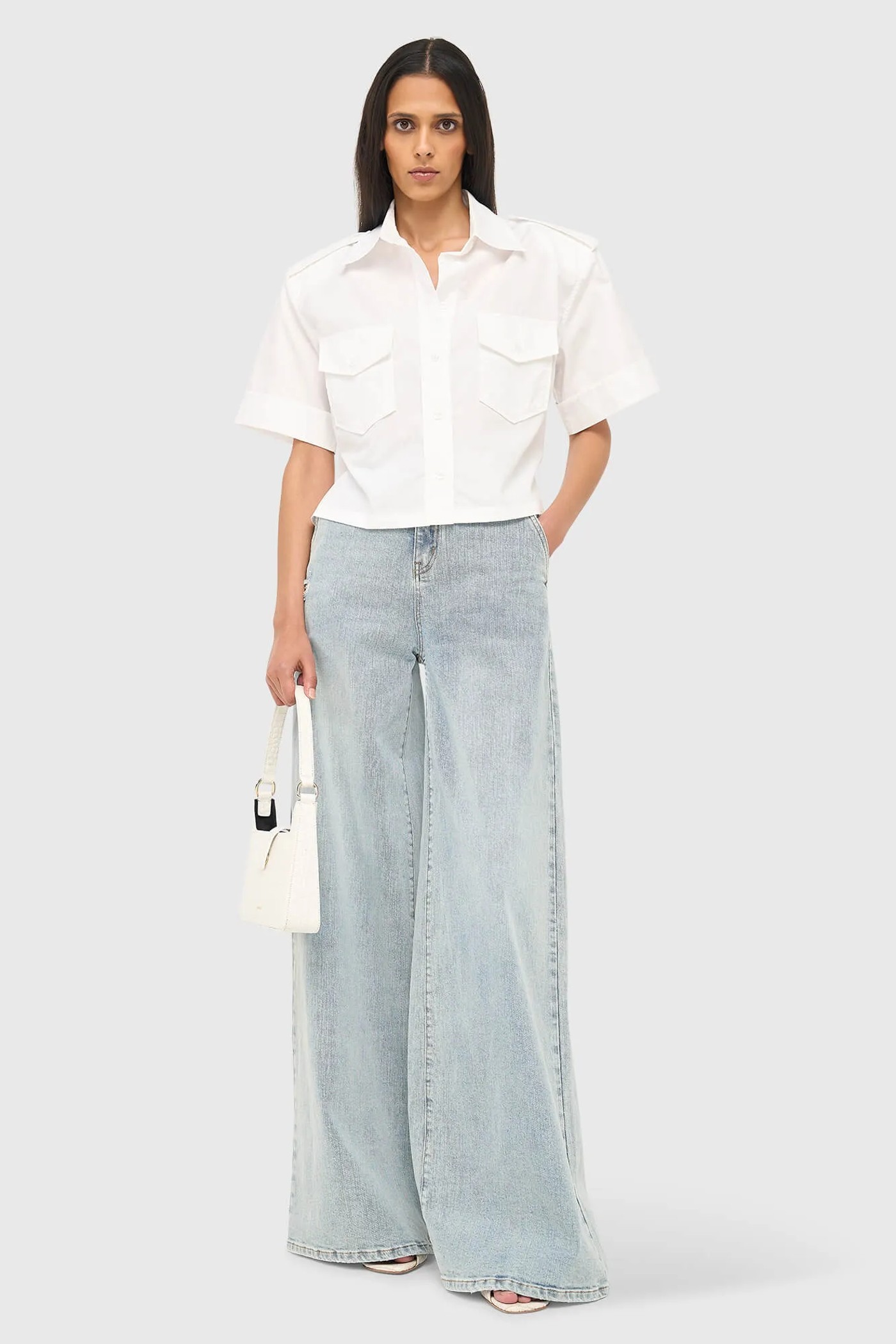 Witte Blouse Dames Katoen Wit Spike