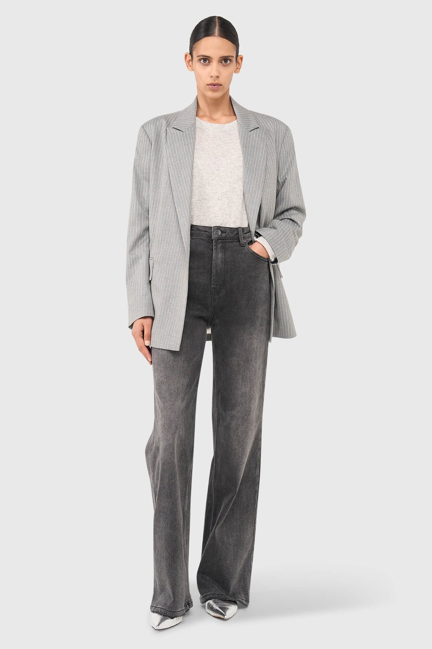JONES BLAZER GRIJS GESTREEPT