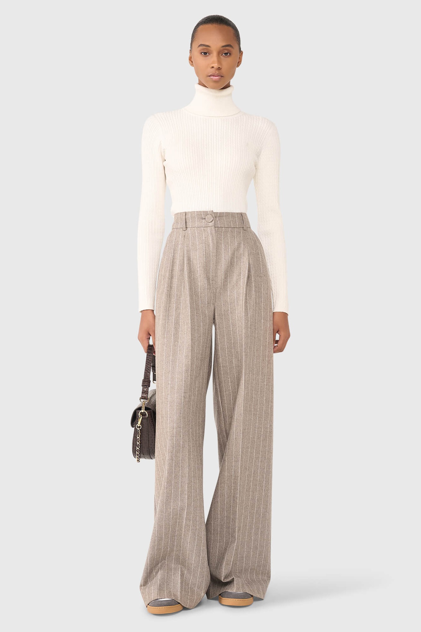 DOLLAR PANTALON BEIGE GESTREEPT