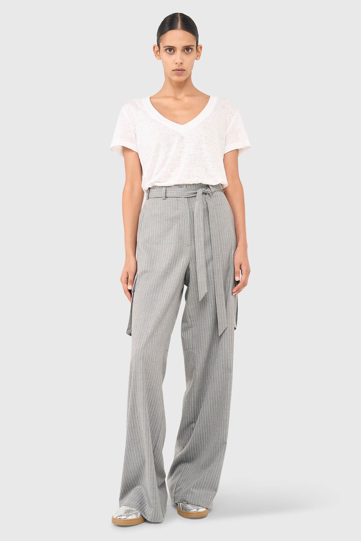 KING  BROEK GRIJZE STREEP