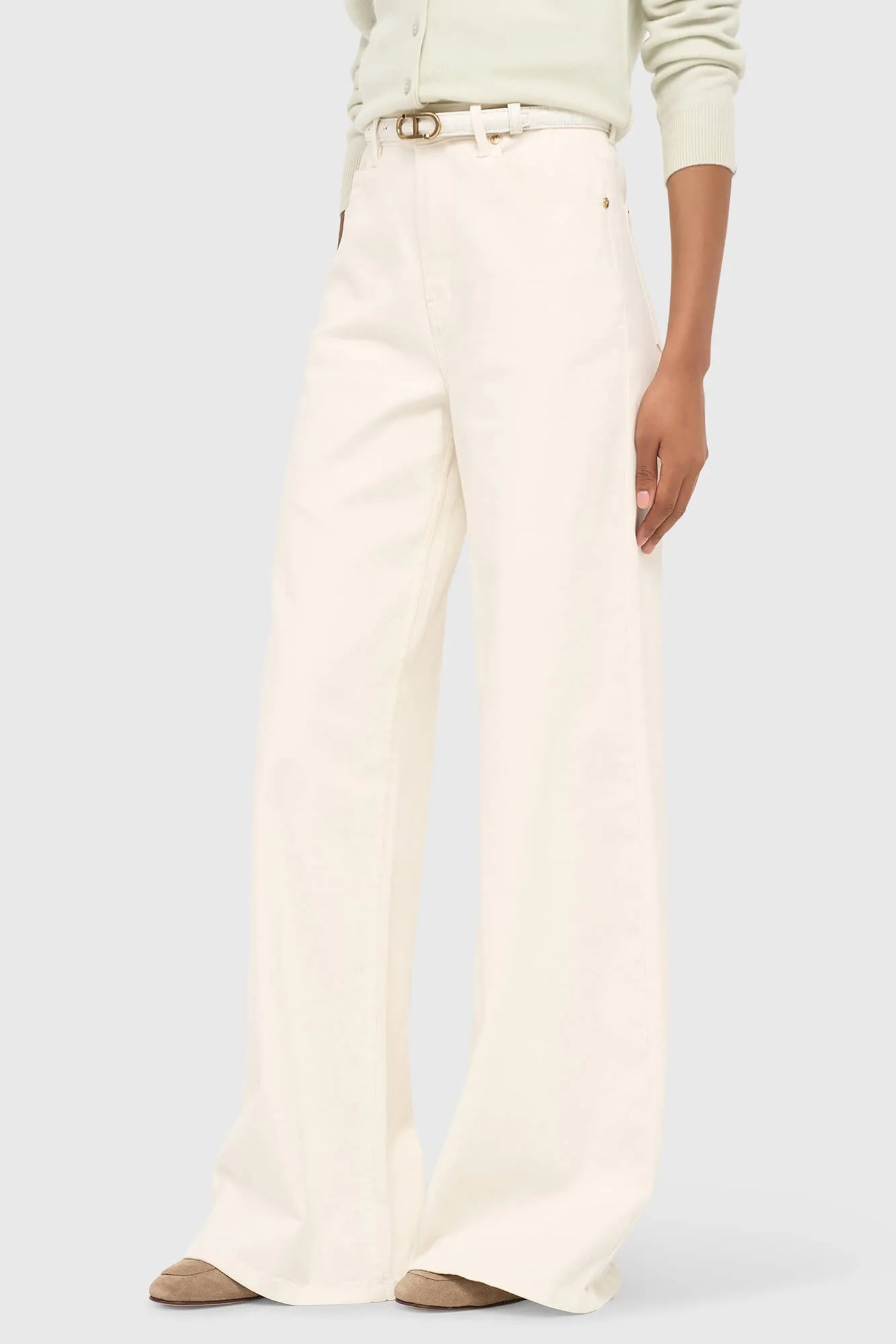 Jeans Dames Wide Leg High Rise Stretch Mason Off White 264