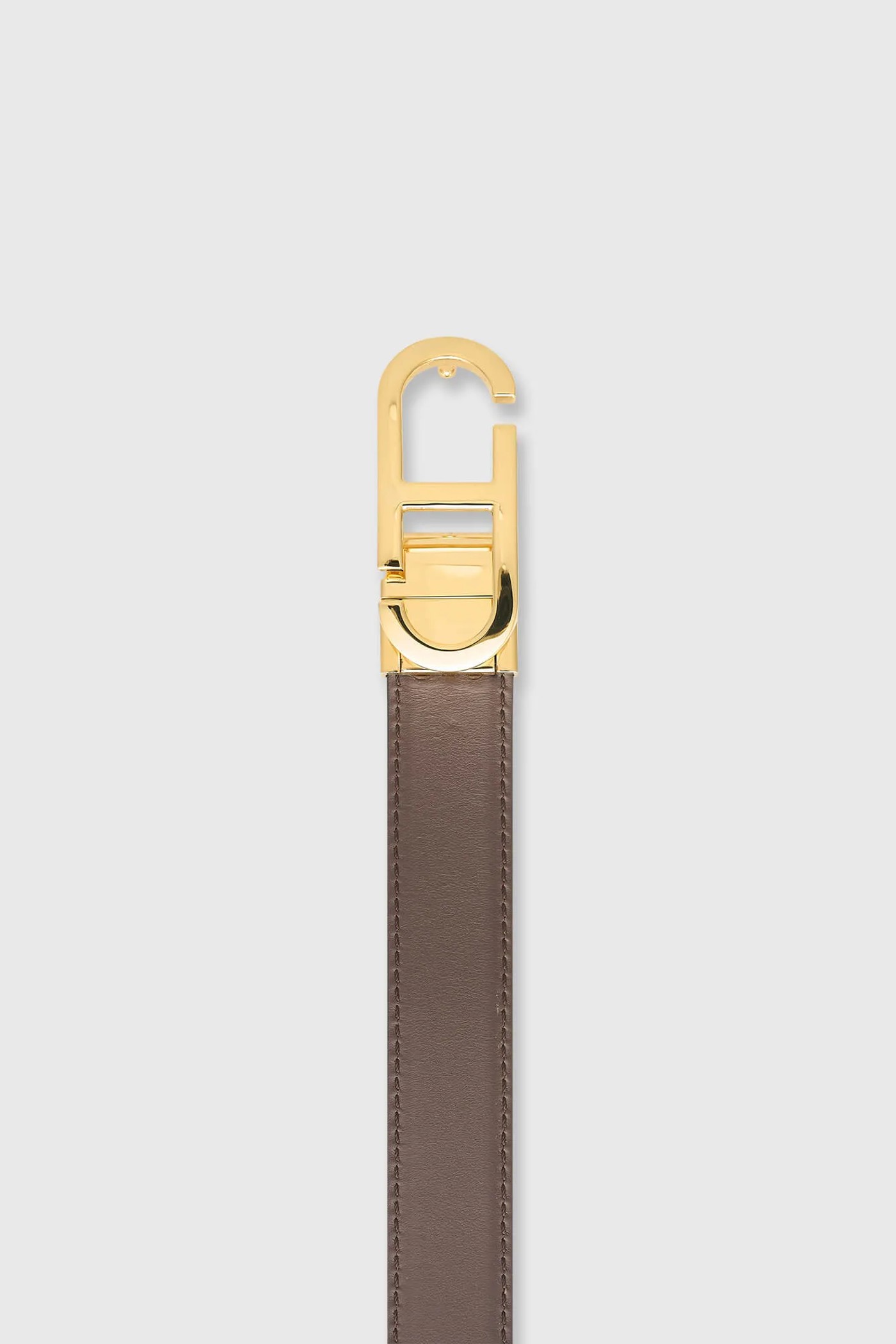 Leren Dames Riem Reversible Zwart Bruin Goud Trophy Buckle