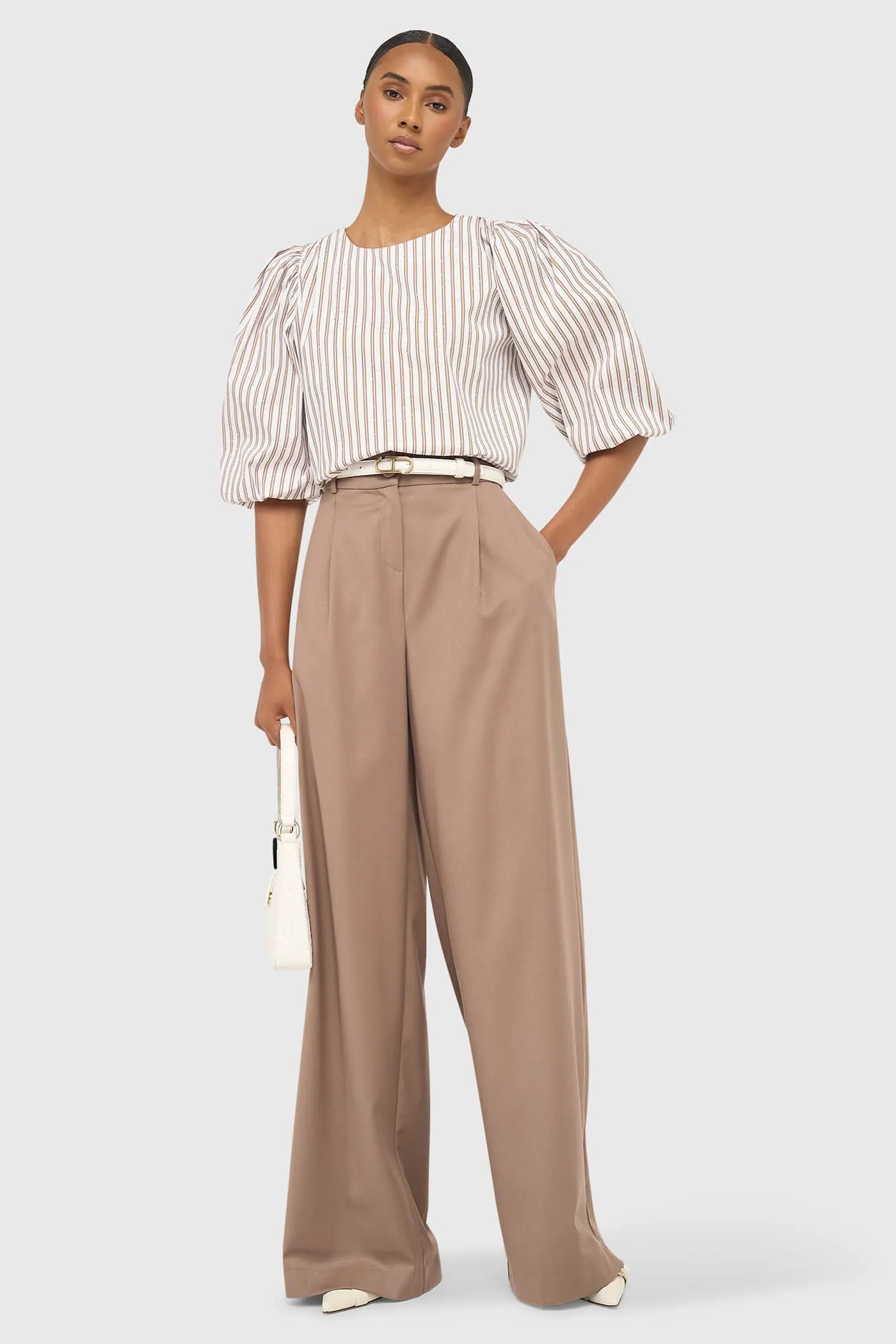 Dames Top Pof Mouw Streepjes Elian Bruin