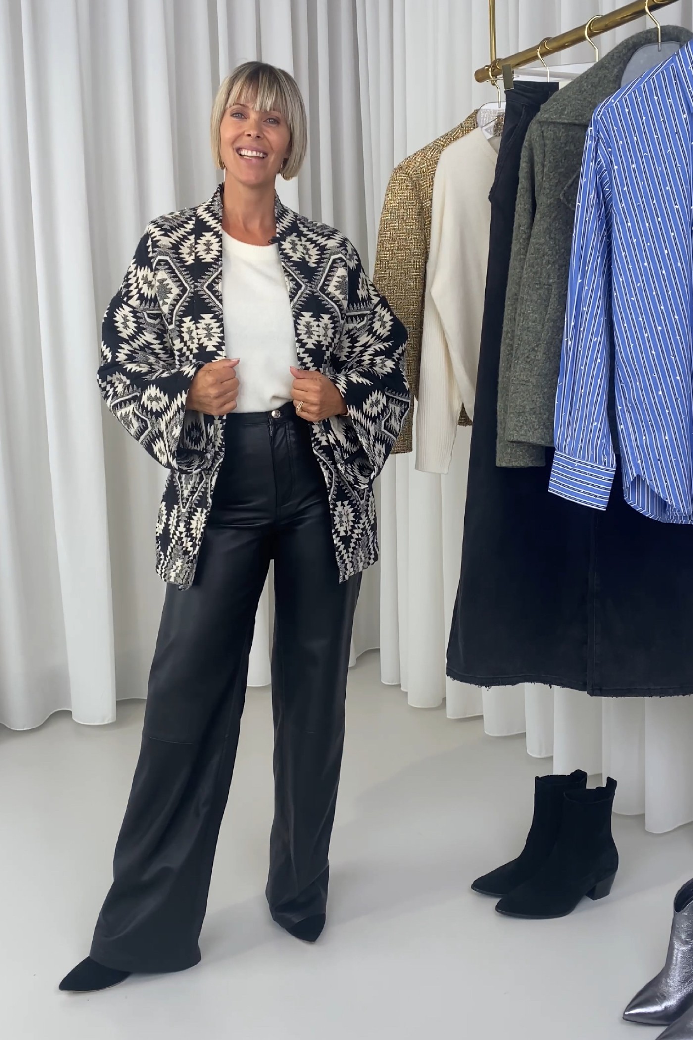 Kimono zwart wit print